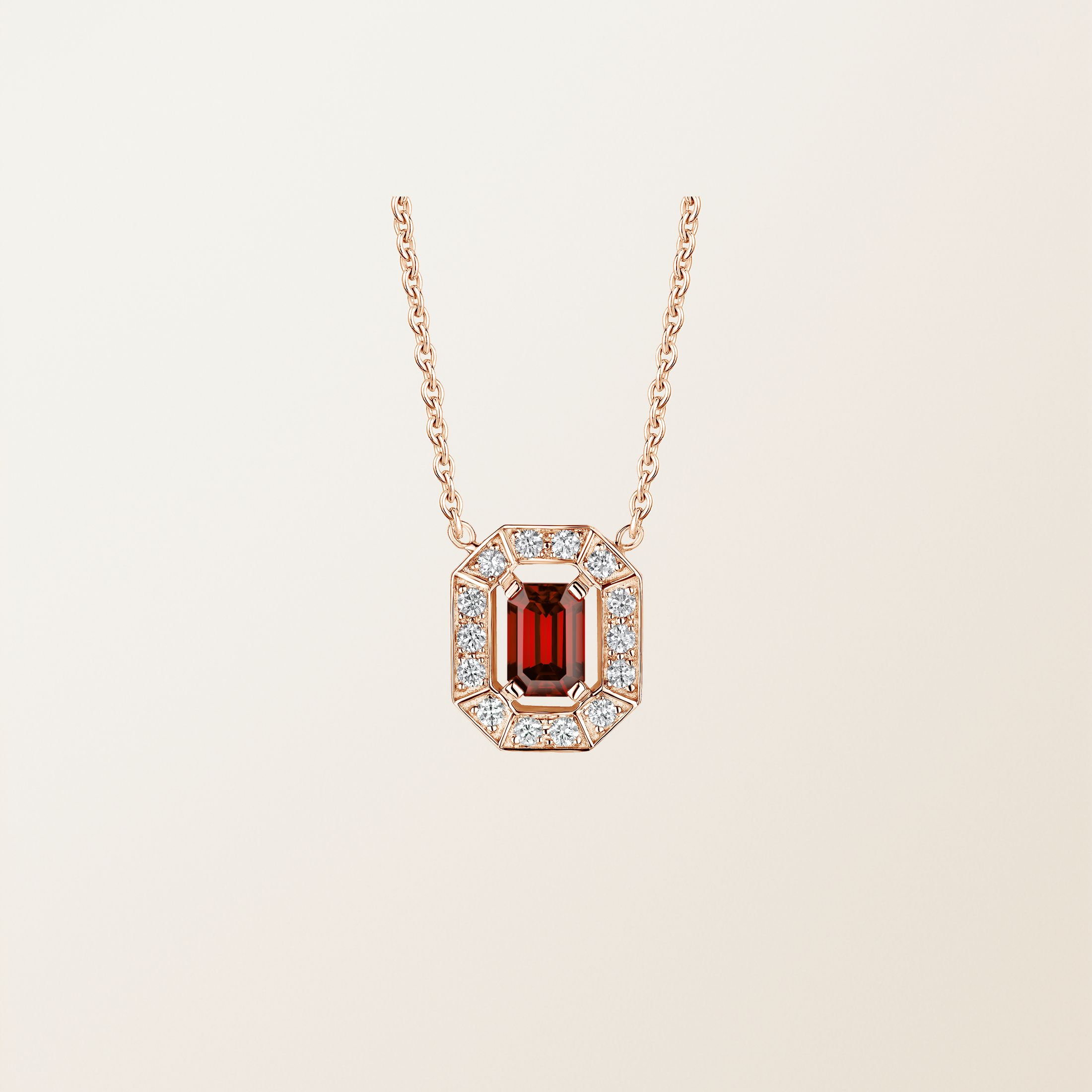 Pendentif Or rose 18 cts Grenat Art Déco