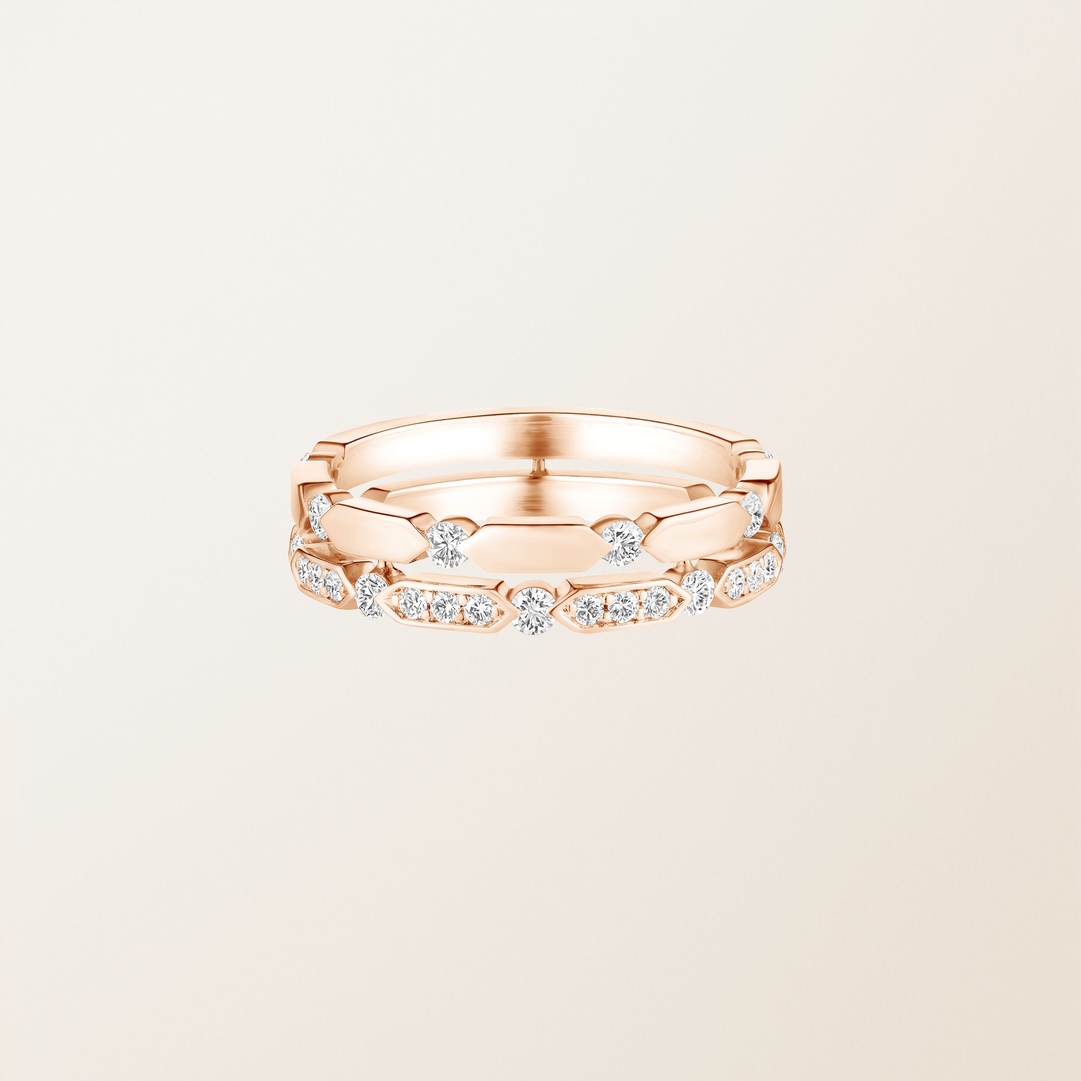 Bague Or rose 18 cts Diamant MET Duo M