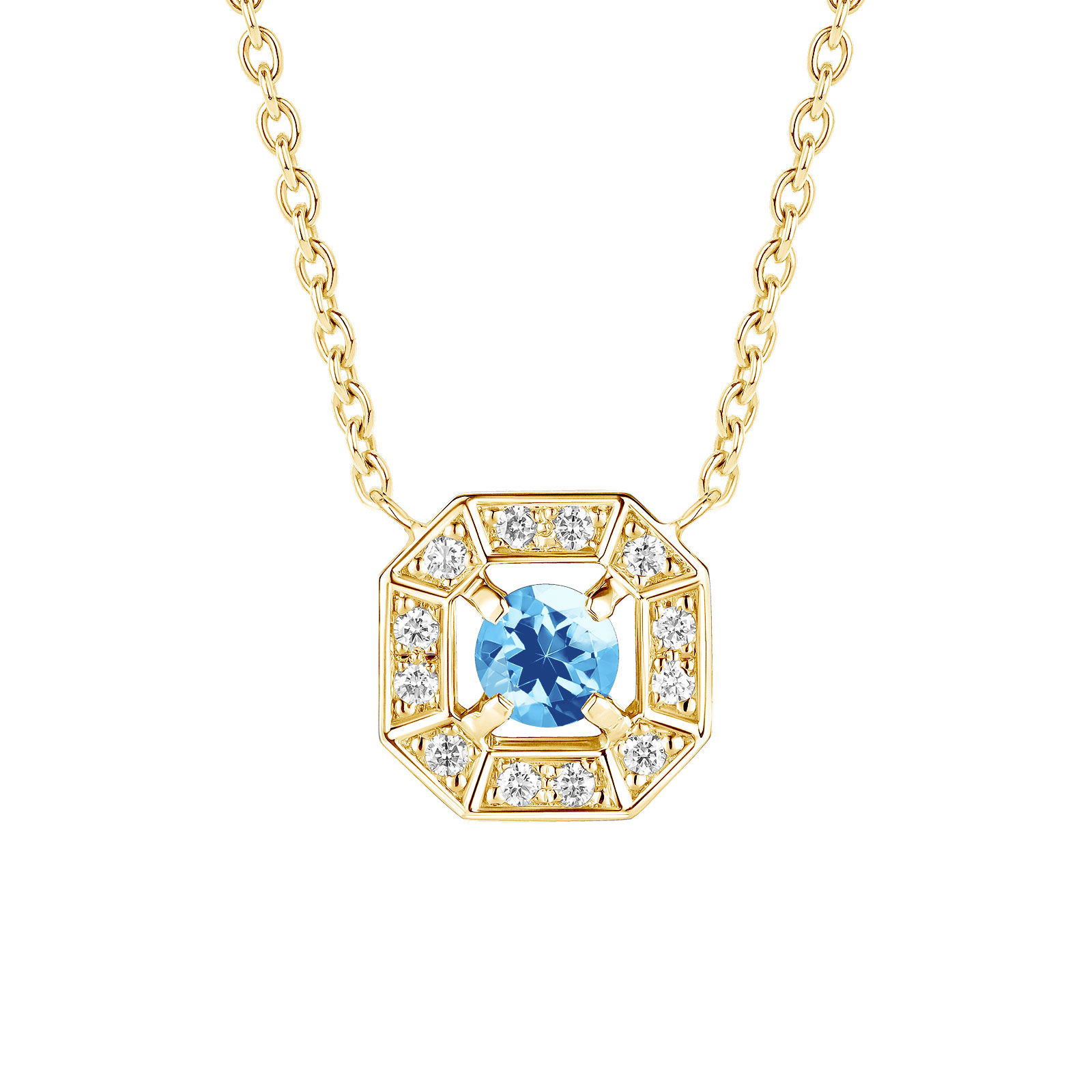 Pendentif Or jaune Topaze et diamants Art Déco Rond 4 mm 1