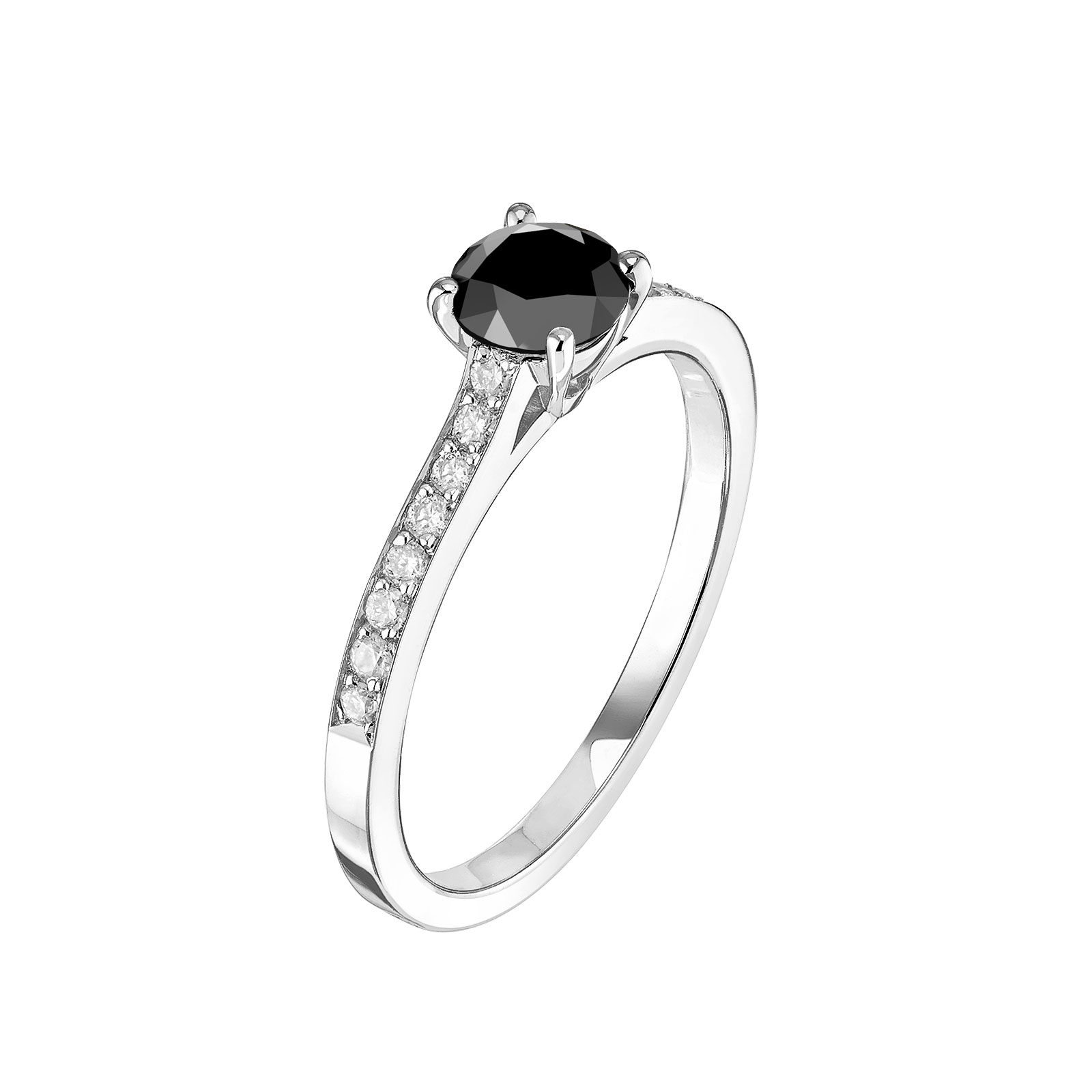 Bague Or blanc Spinelle noir et diamants Little Lady Pavée 1