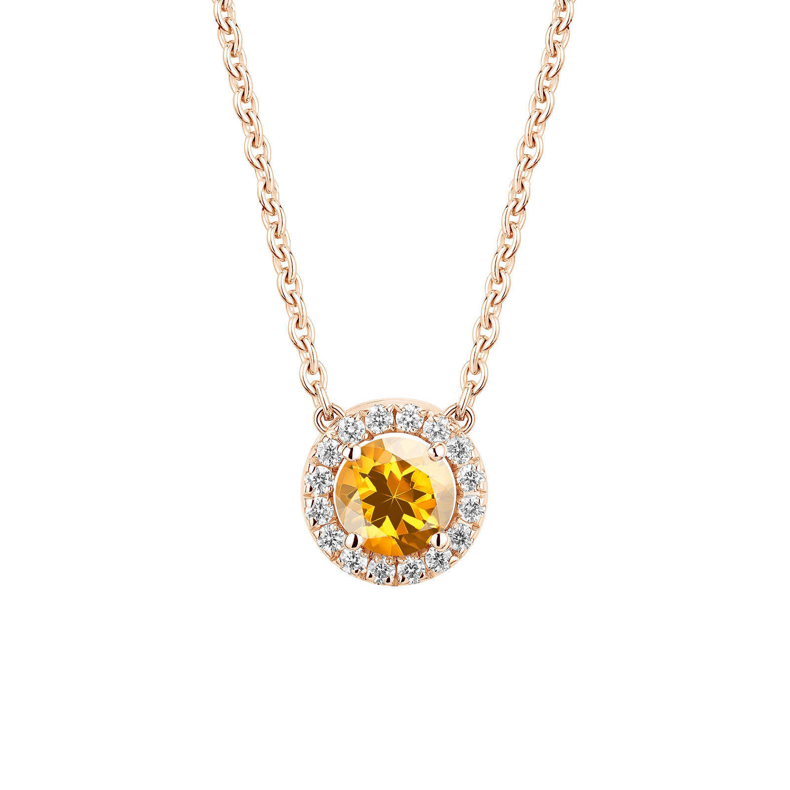 Pendentif Or rose Citrine et diamants Rétromantique S 1