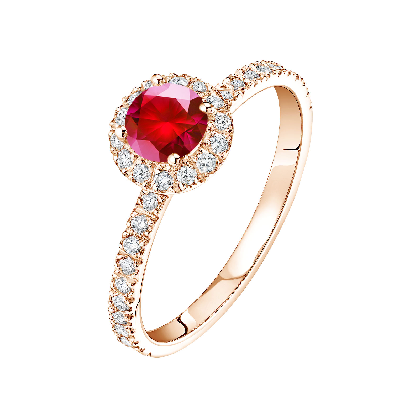 Bague Or rose Rubis et diamants Rétromantique M Pavée 1