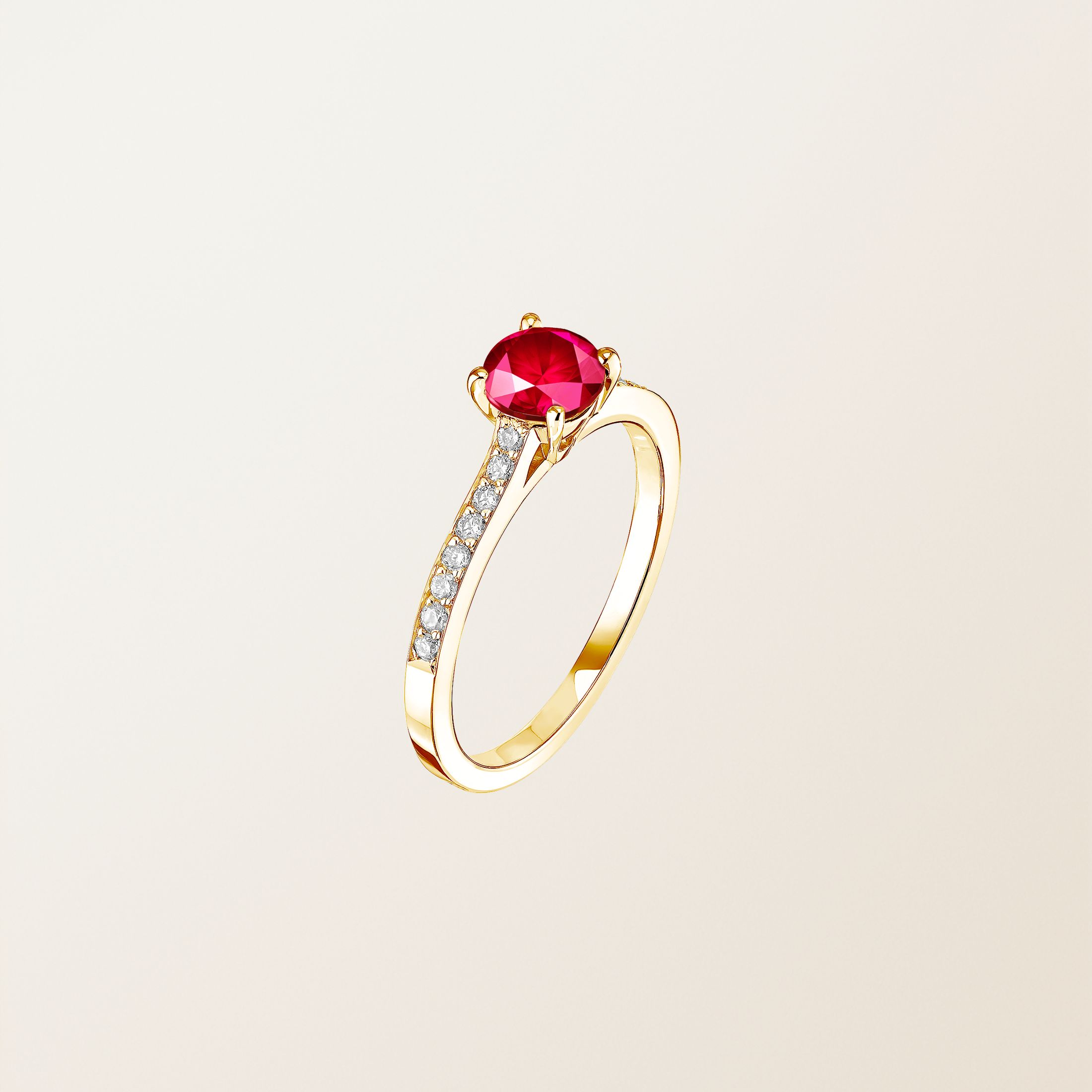 Bague Or Jaune 18 cts Rubis Lady Pavée
