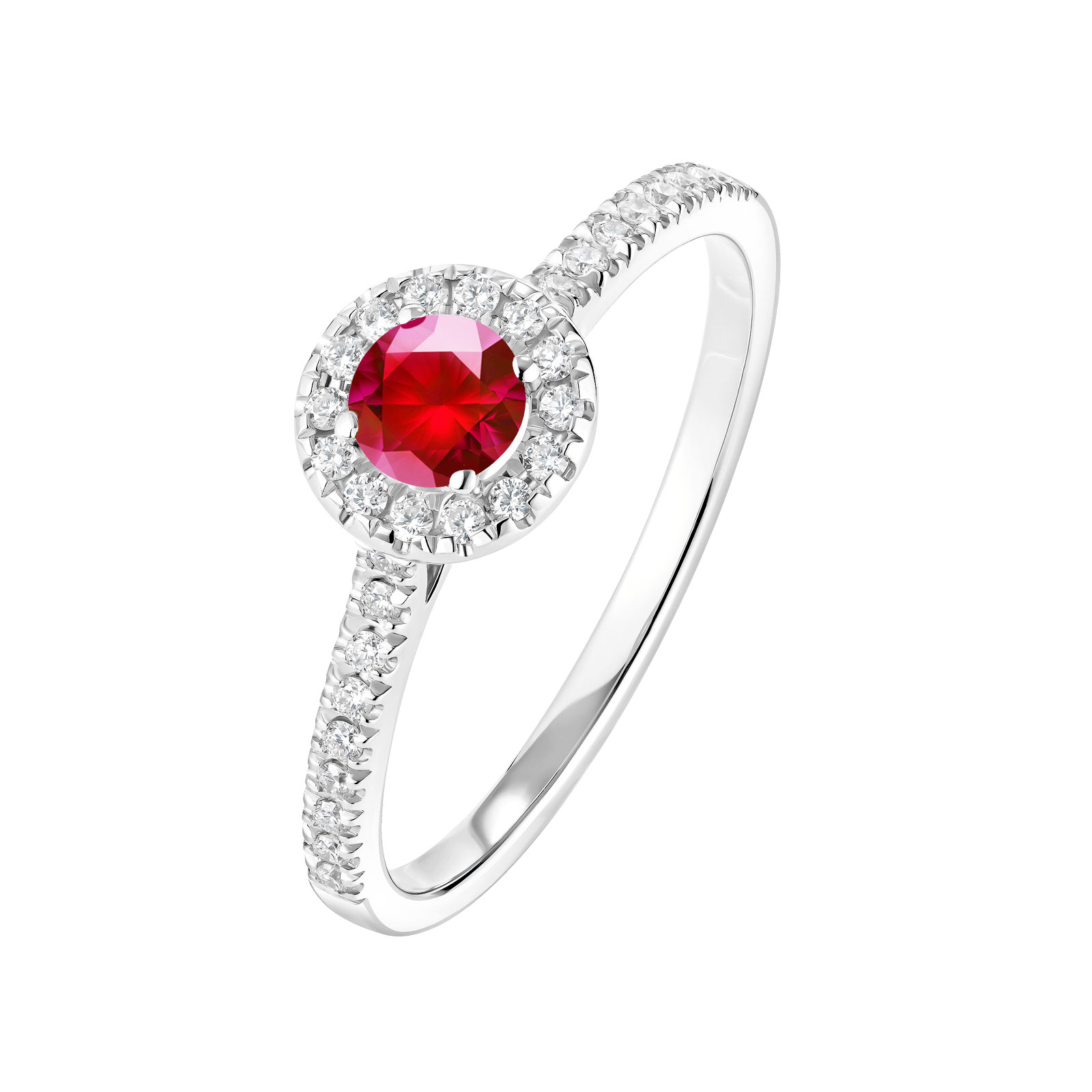 Bague Or blanc Rubis et diamants Rétromantique S Pavée 1