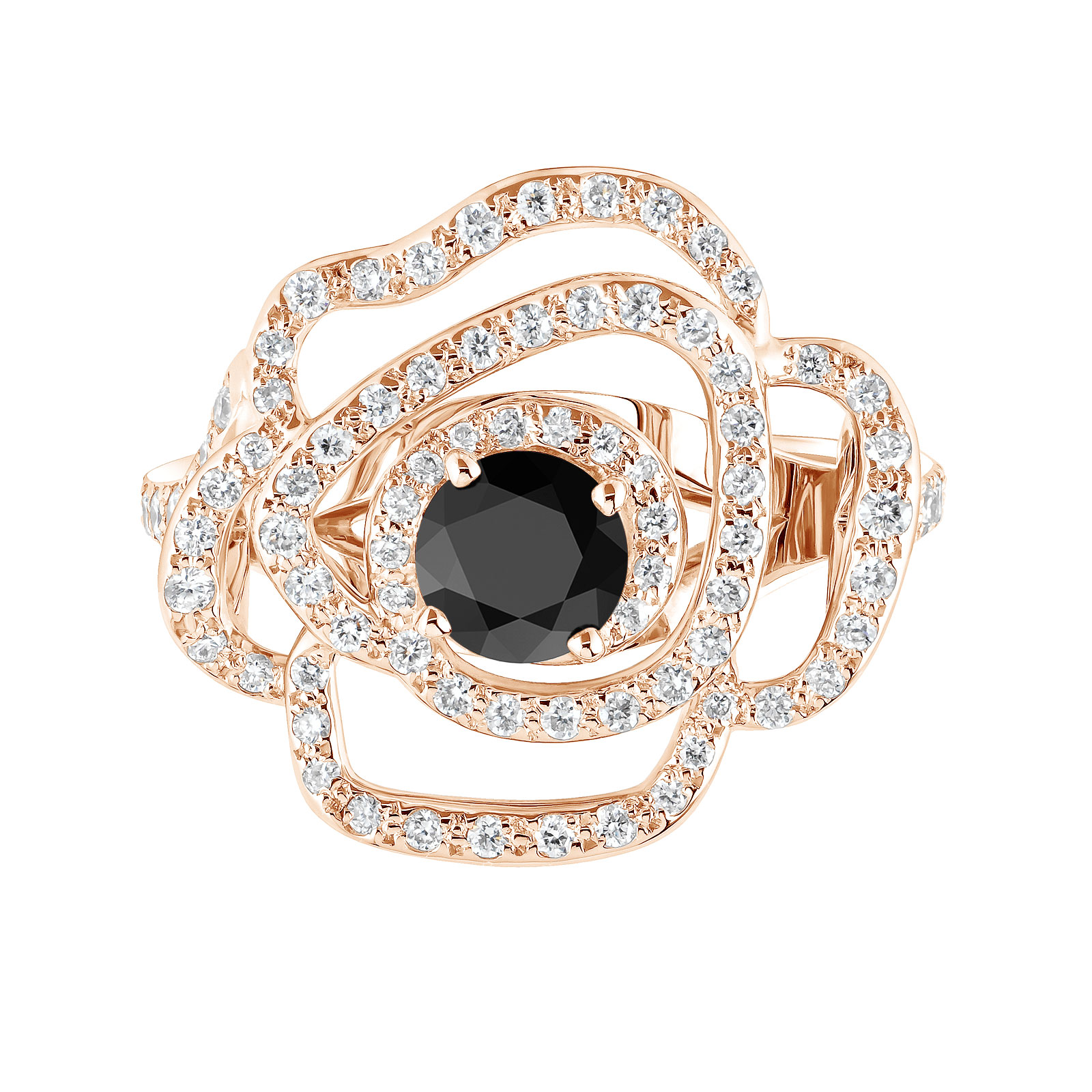 Bague Or rose Spinelle noir et diamants PrimaRosa Alta 1