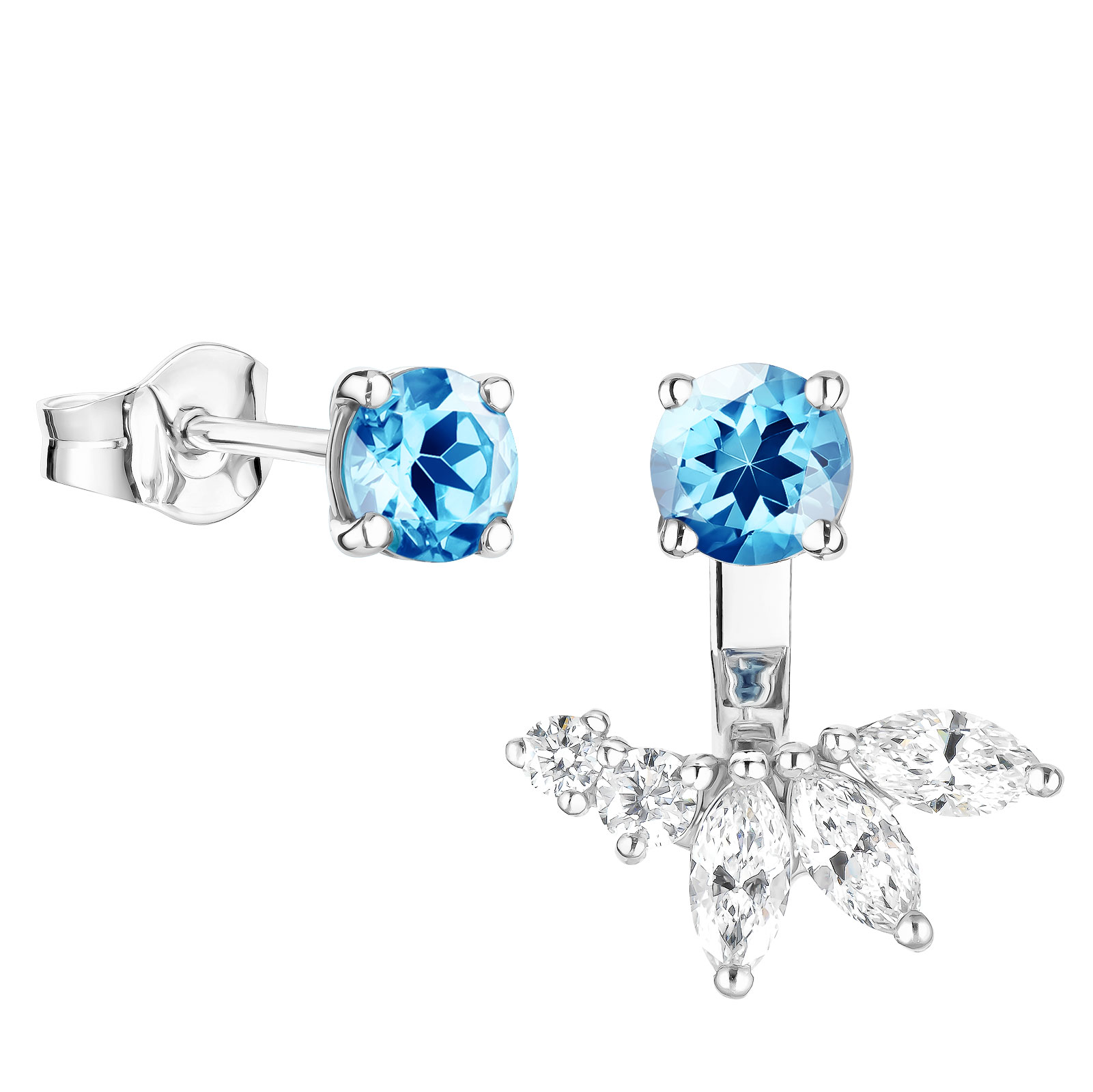 Boucles d'oreilles Or blanc Topaze et diamants EverBloom 1