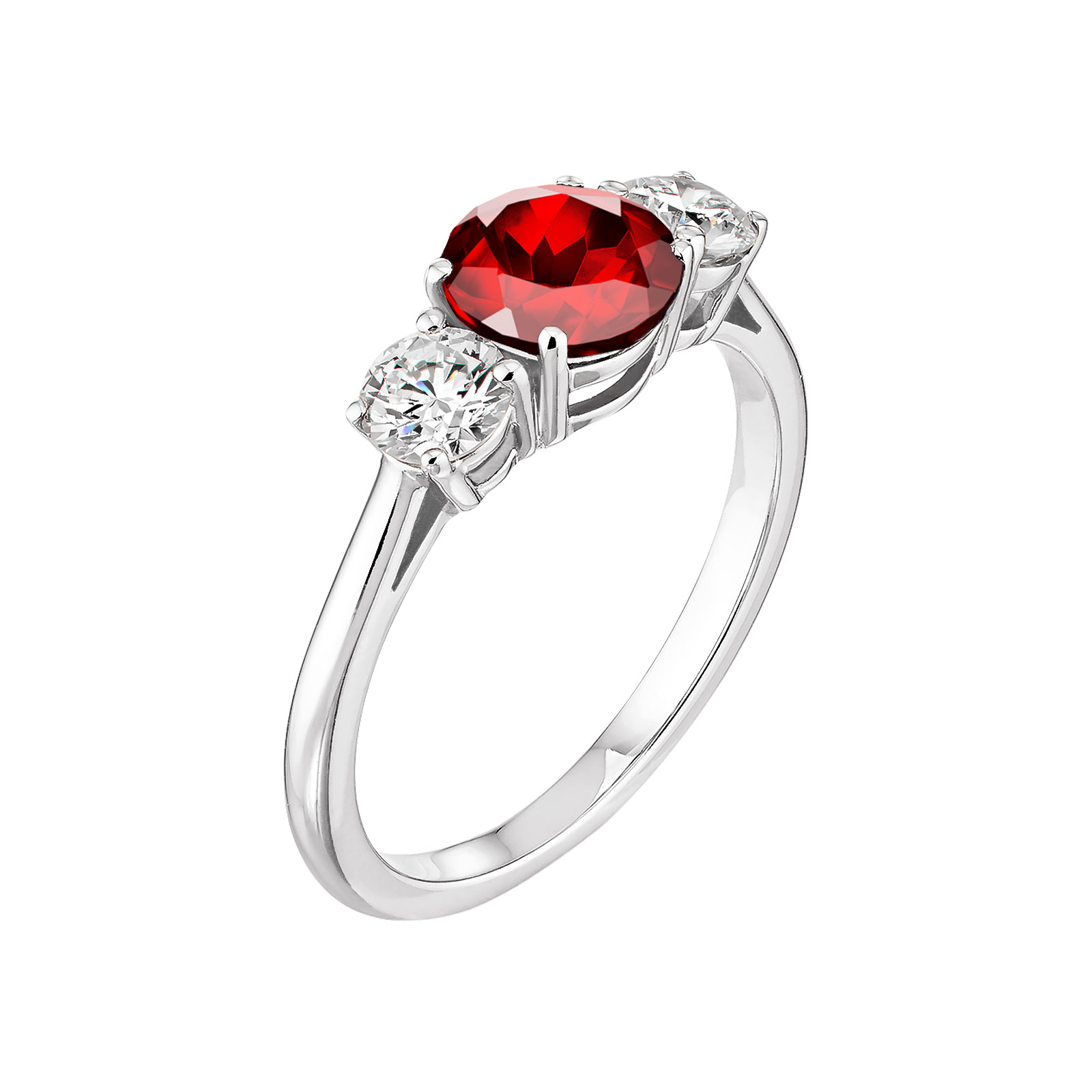 Bague Platine Grenat Lady Duo 1