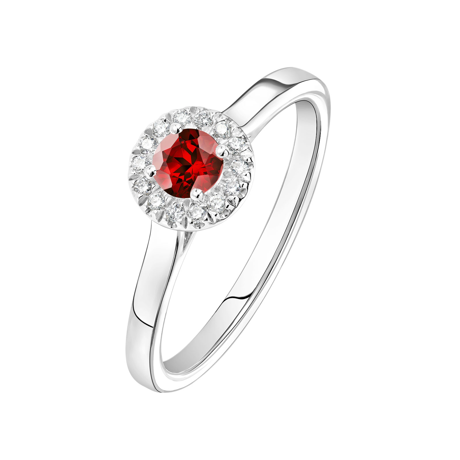 Bague Platine Grenat et diamants Rétromantique S 1