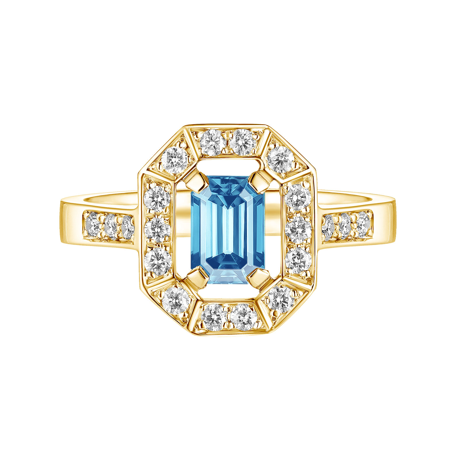 Bague Or jaune Topaze et diamants Art Déco 1