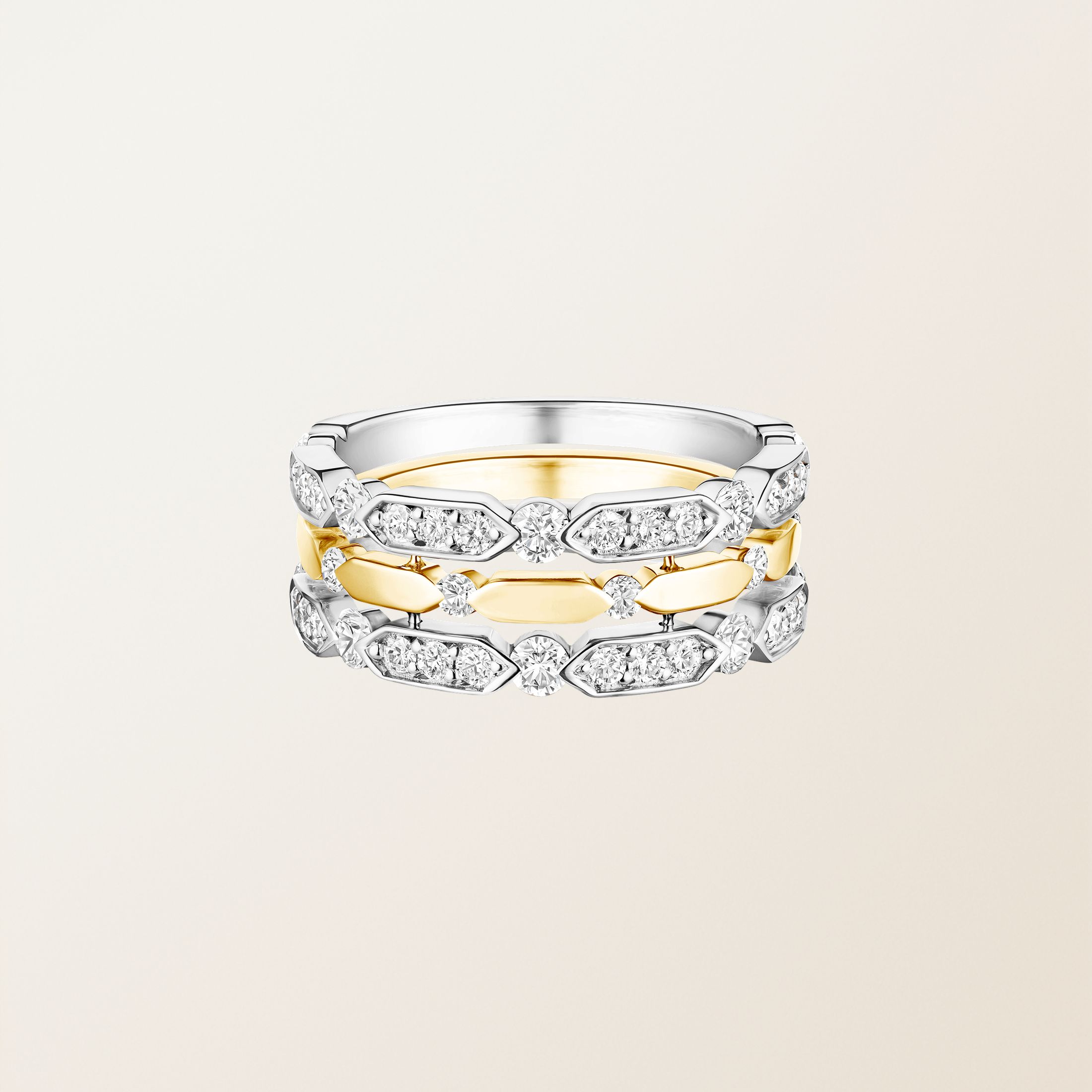 Bague Or blanc / Or jaune 18 cts Diamant MET Prima