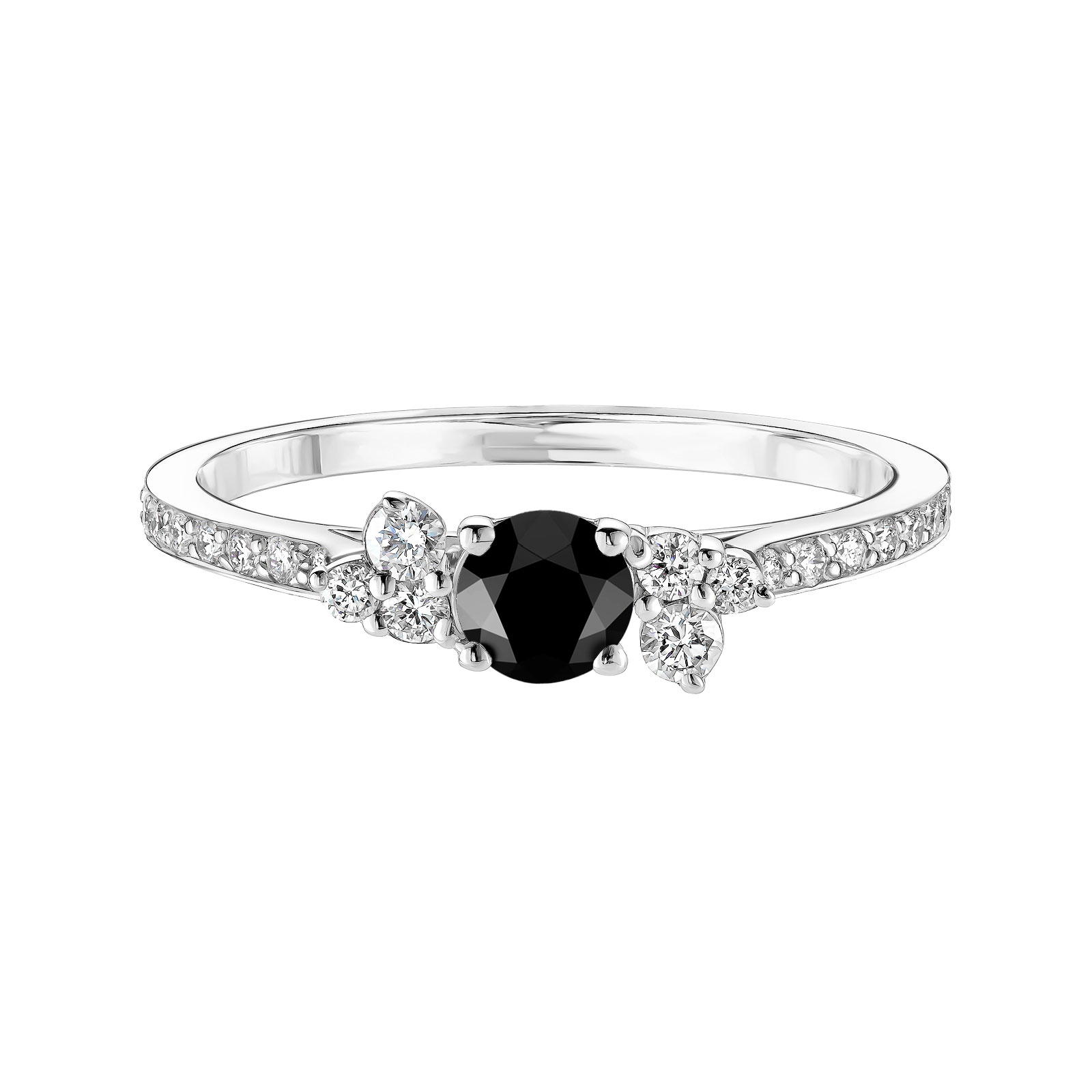 Bague Or blanc Spinelle noir et diamants Baby EverBloom Pavée 1