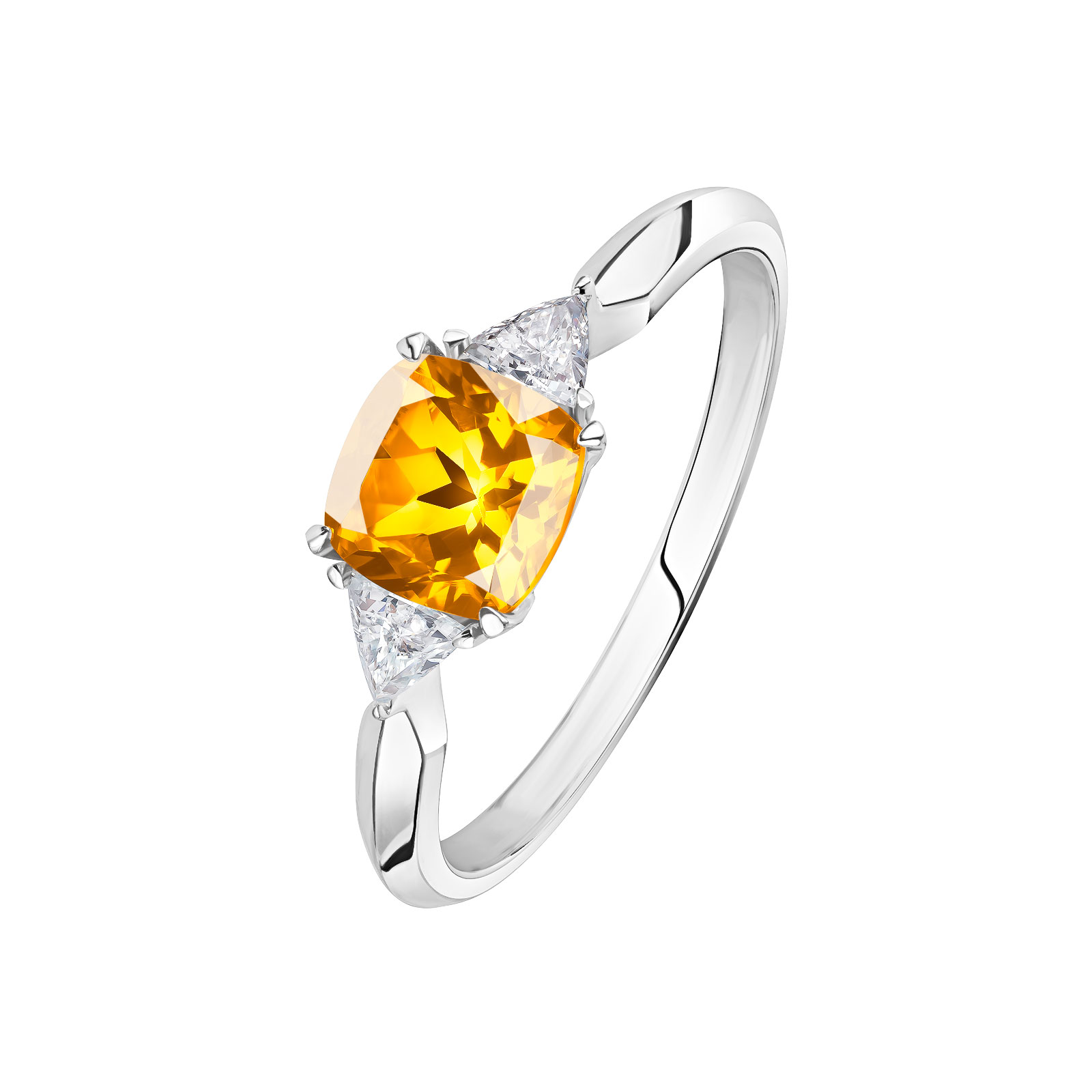 Bague Or blanc Citrine et diamants Kennedy 1