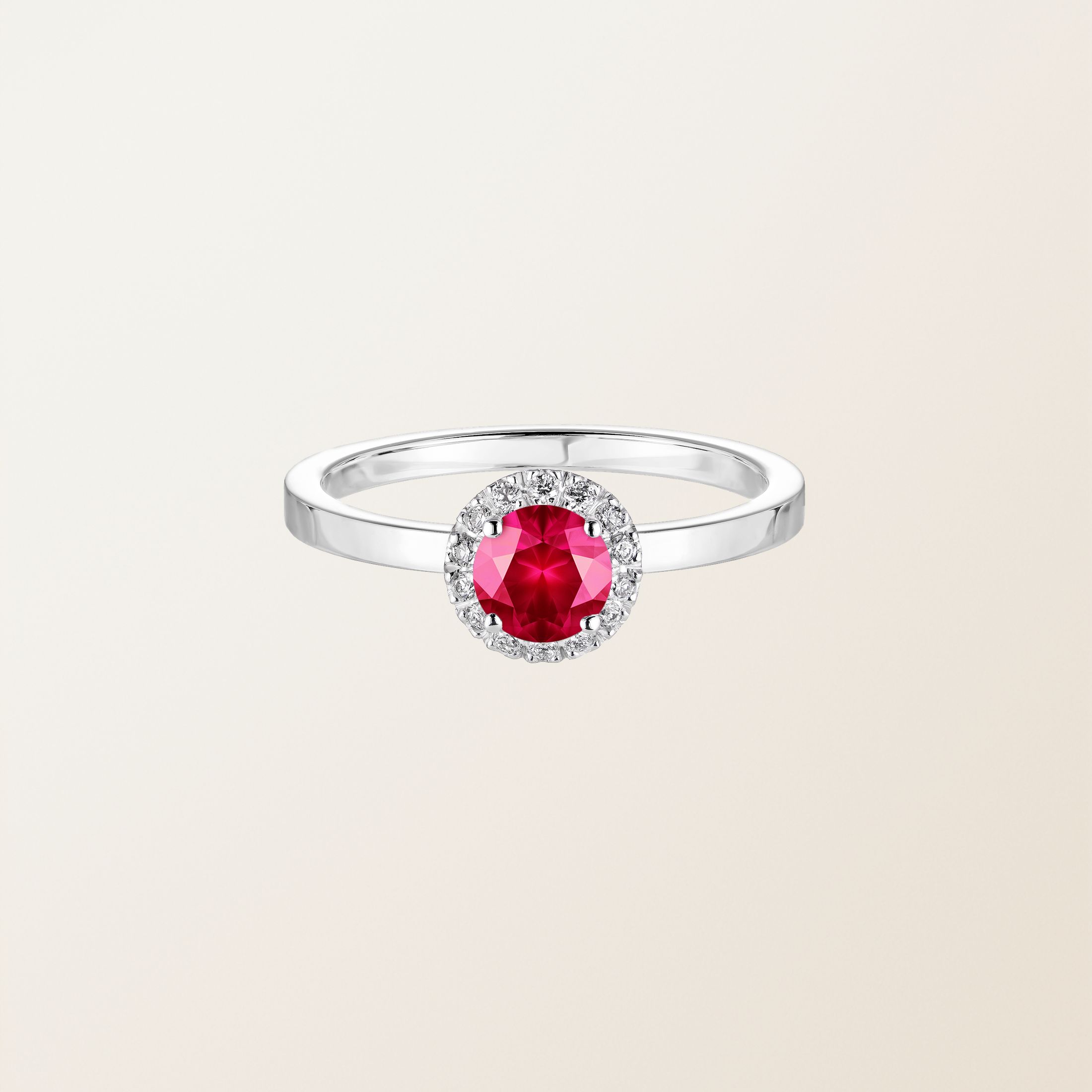 Bague Or blanc 18 cts Rubis Rétromantique M
