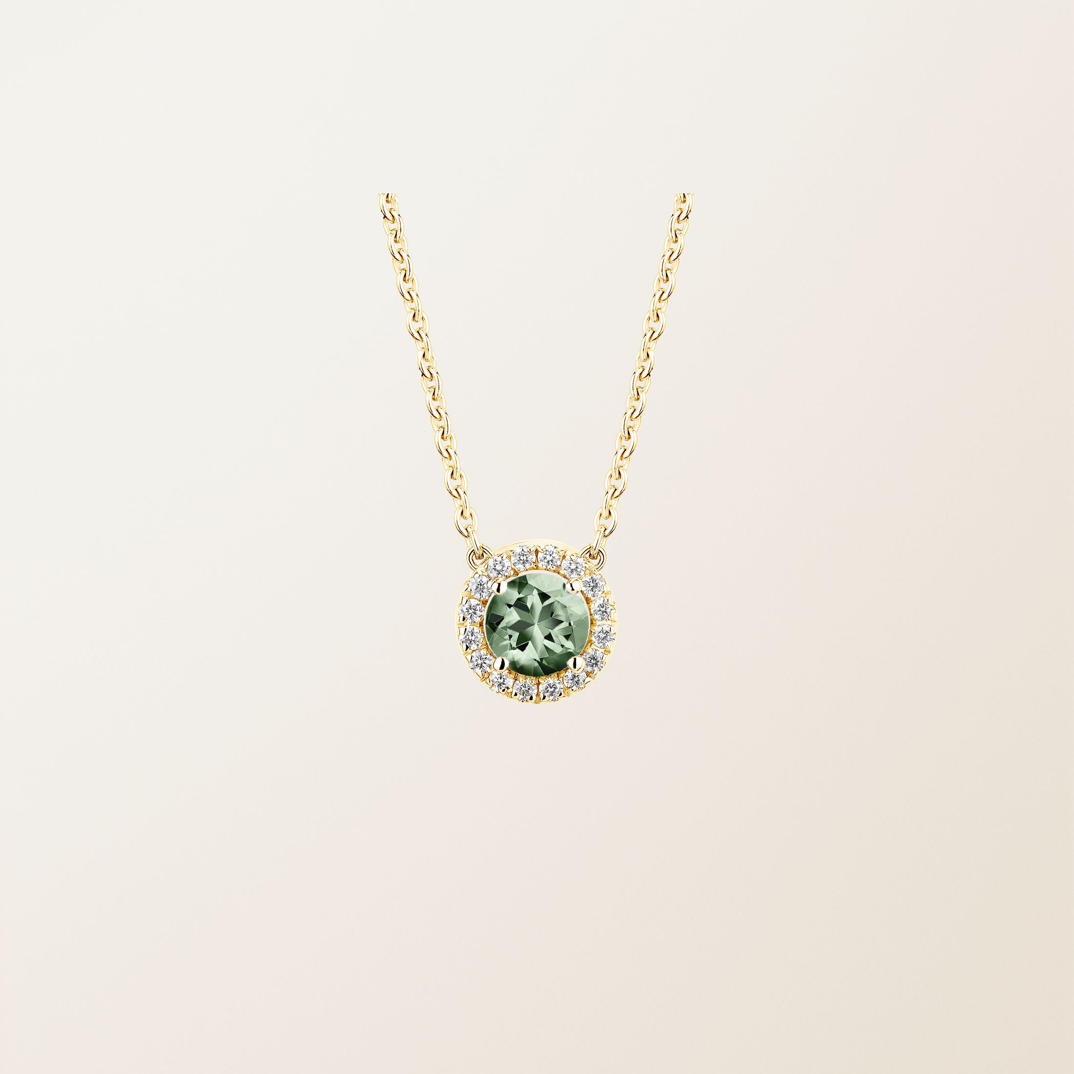 Pendentif Or jaune 18 cts Saphir Vert Rétromantique S