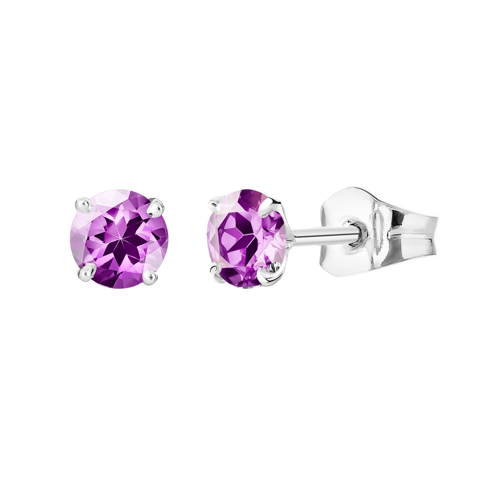 Boucles d'oreilles Or blanc Améthyste Lady XL 1