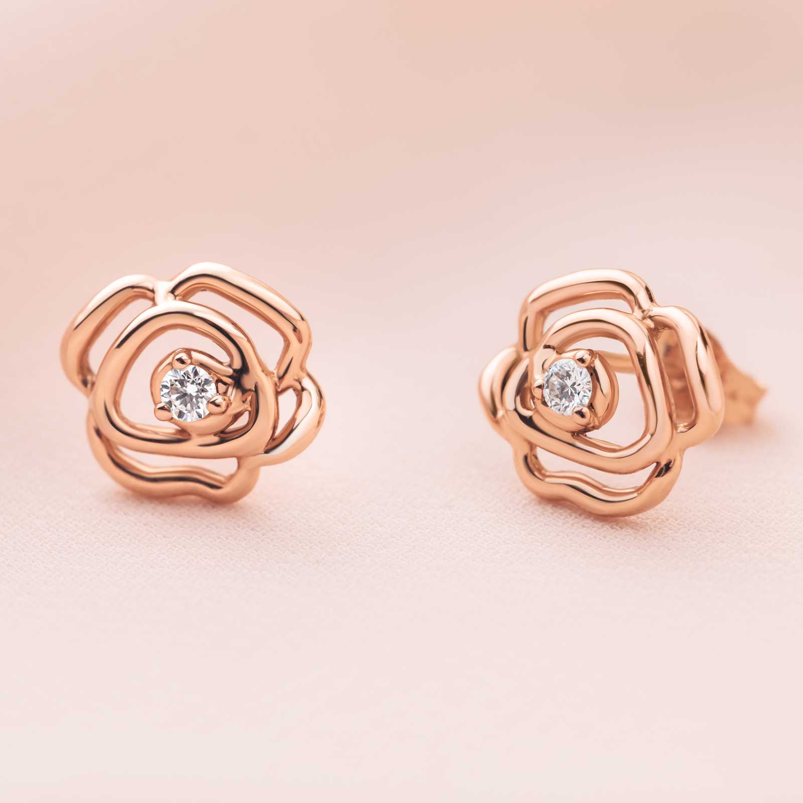 Boucles d'oreilles Or rose Diamant PrimaRosa Duo S 5