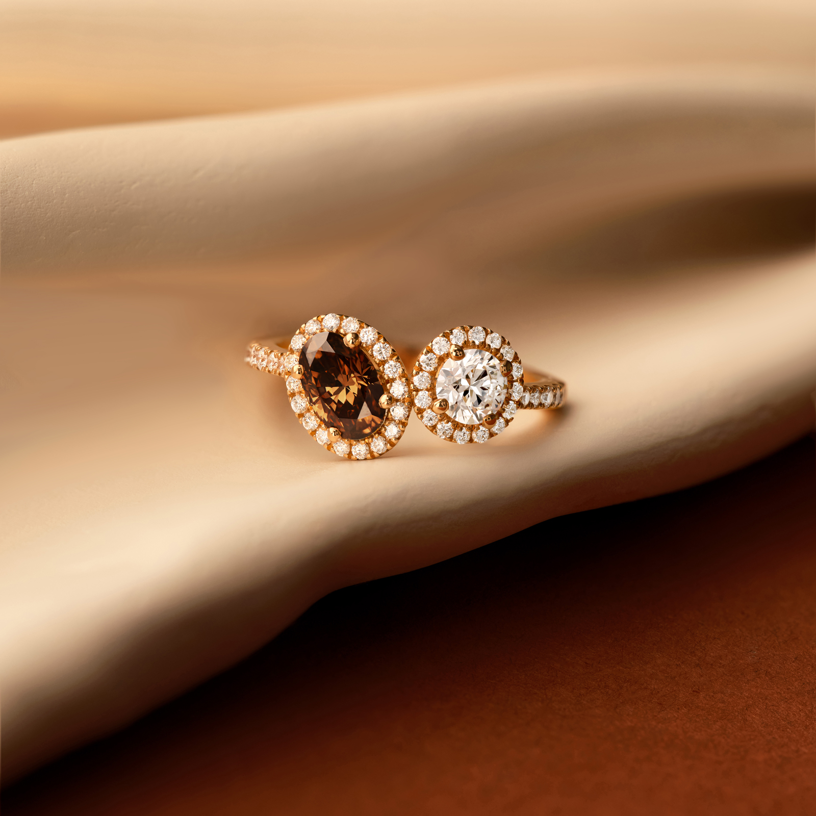 Bague Or rose Diamant Chocolat et diamants AlterEgo Ovale L 5