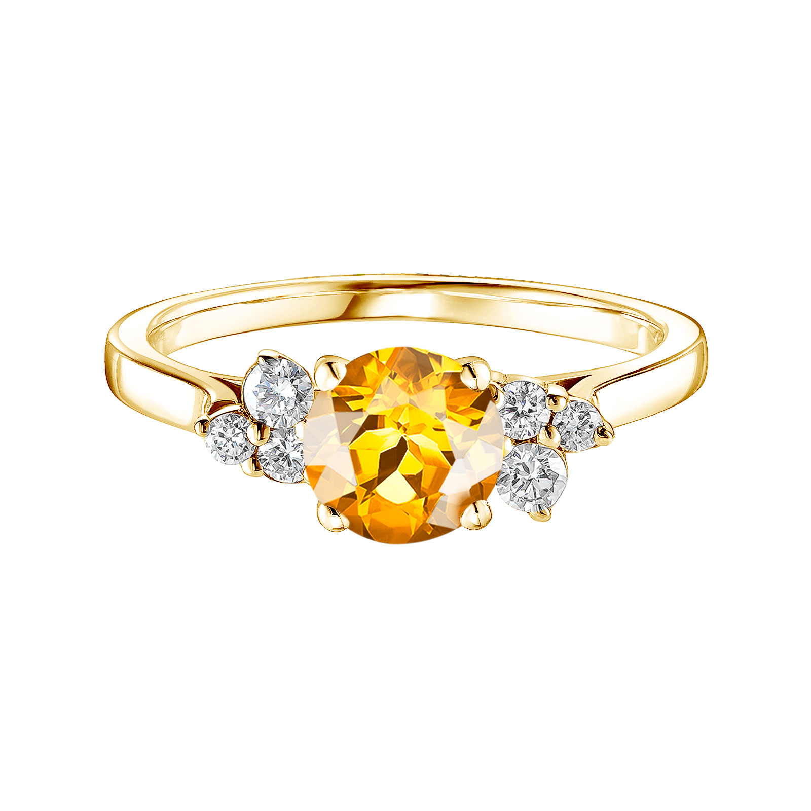 Bague Or jaune Citrine et diamants Baby EverBloom 6 mm 1