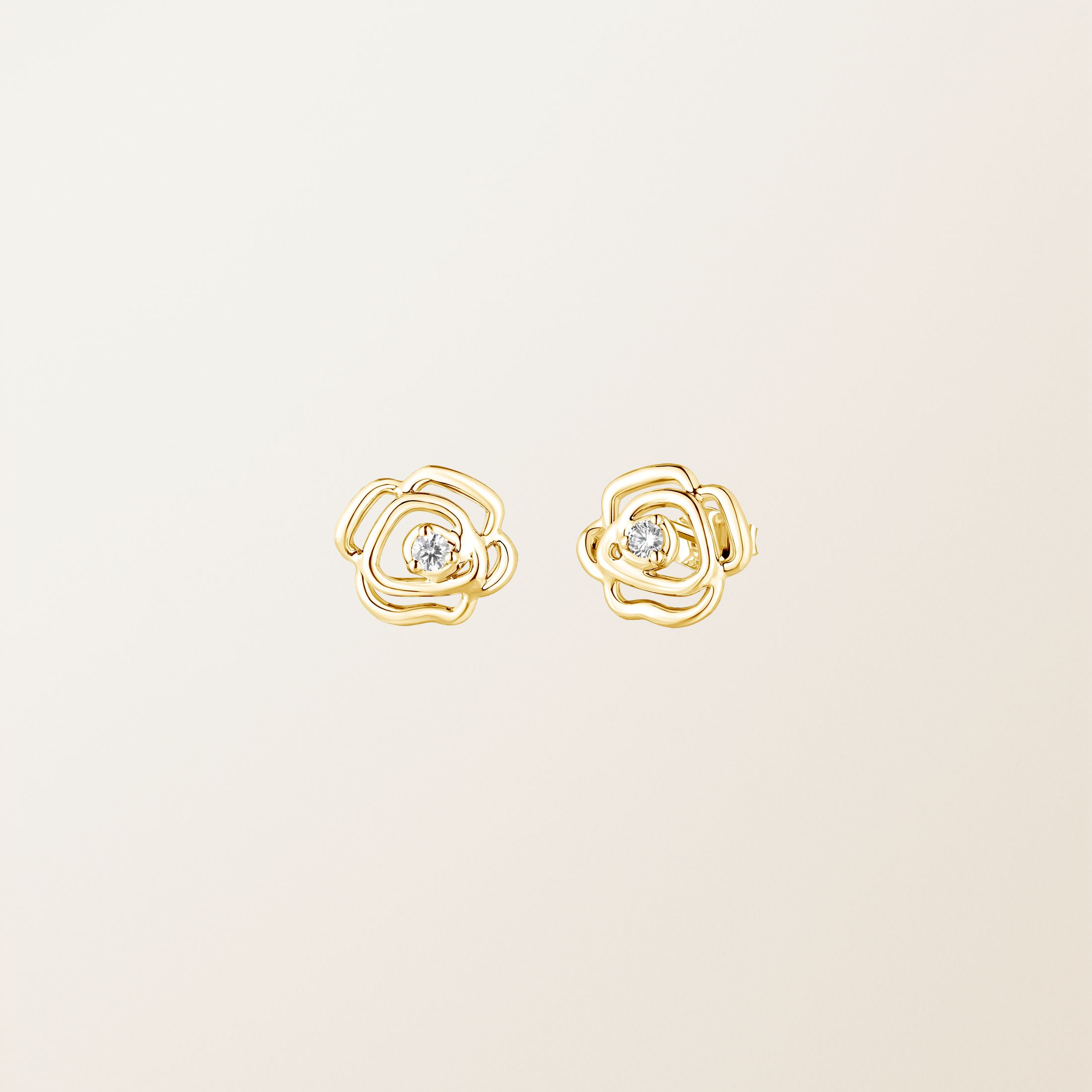 Boucles d'oreilles Or jaune 18 cts Diamant PrimaRosa Duo S