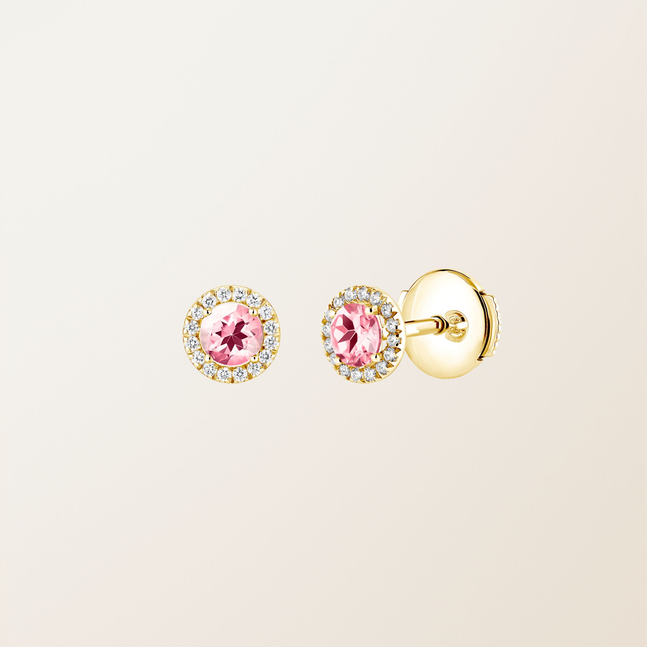Boucles d'oreilles Or jaune 18 cts Tourmaline Rétromantique S