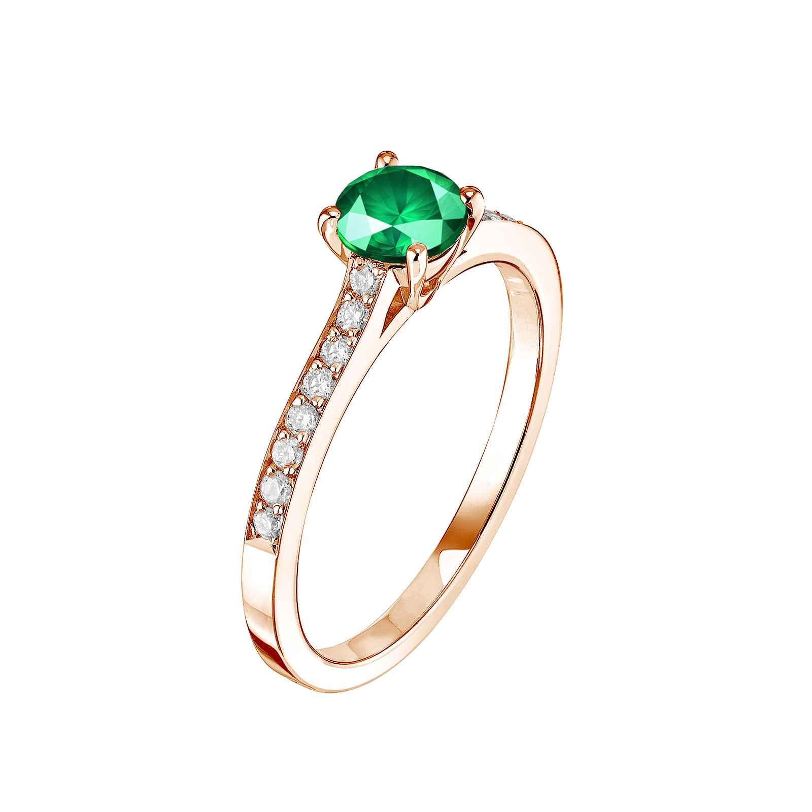Bague Or rose Emeraude et diamants Little Lady Pavée 1