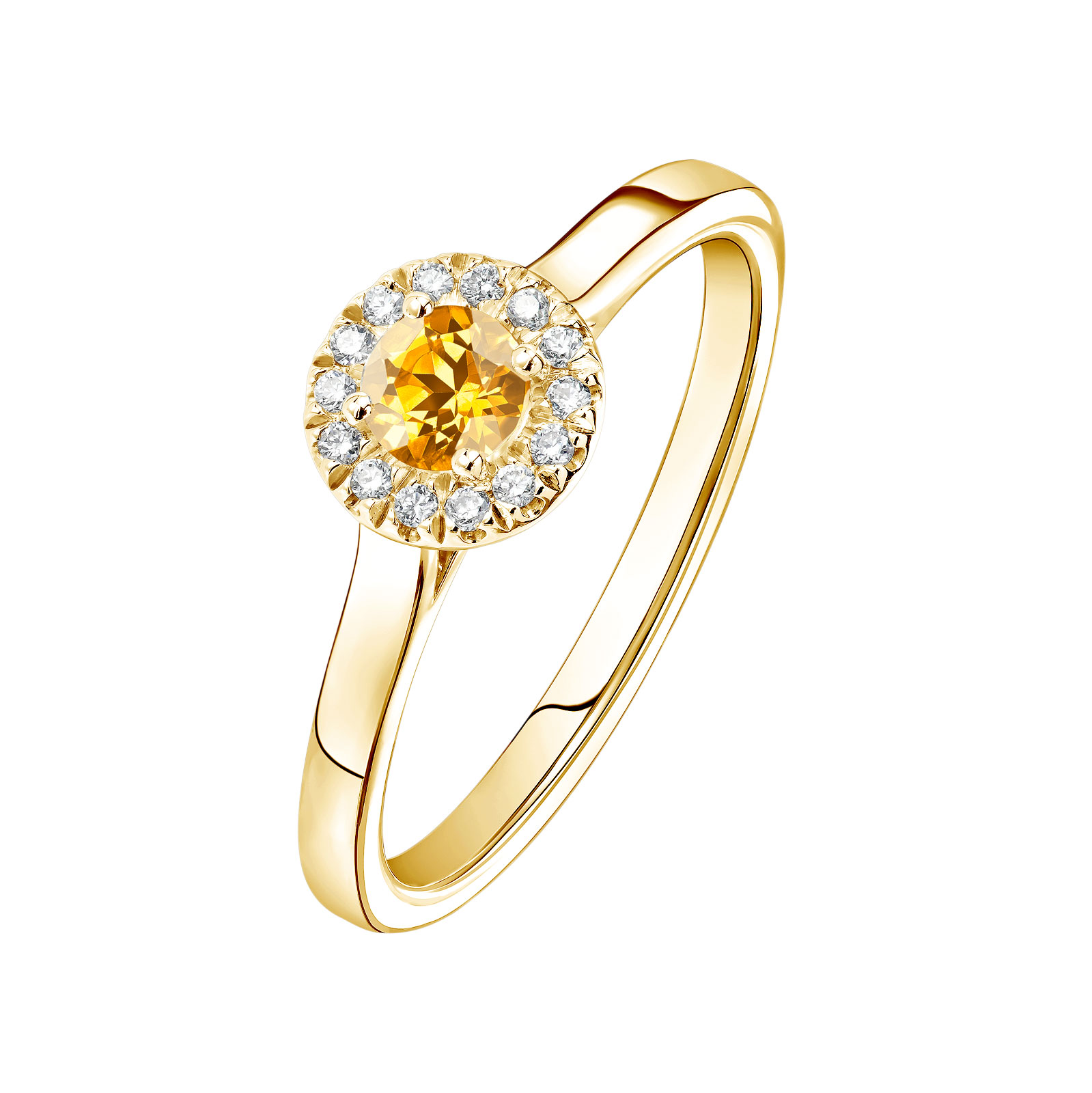 Bague Or jaune Citrine et diamants Rétromantique S 1