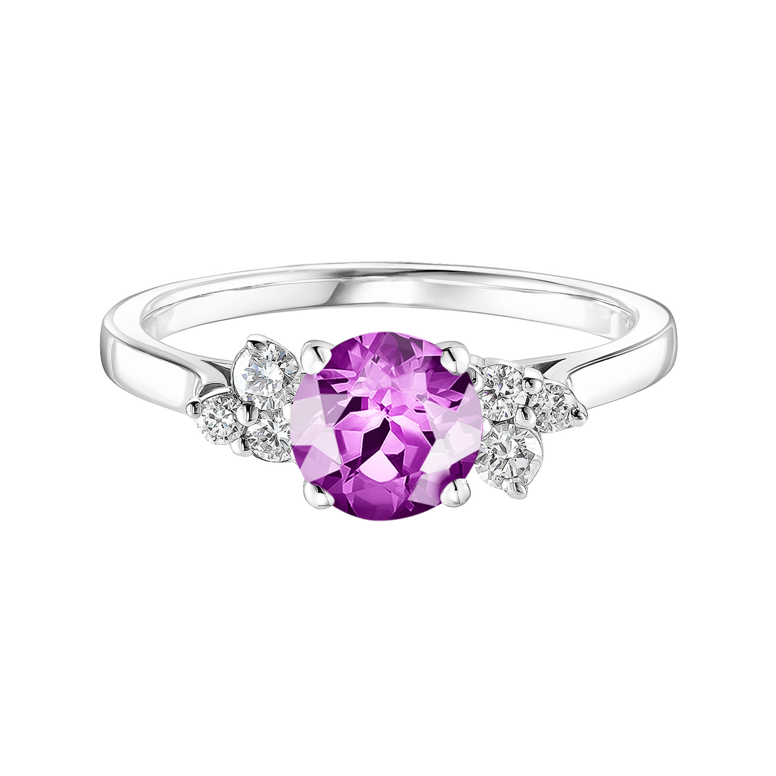 Bague Or blanc Améthyste et diamants Baby EverBloom 6 mm 1
