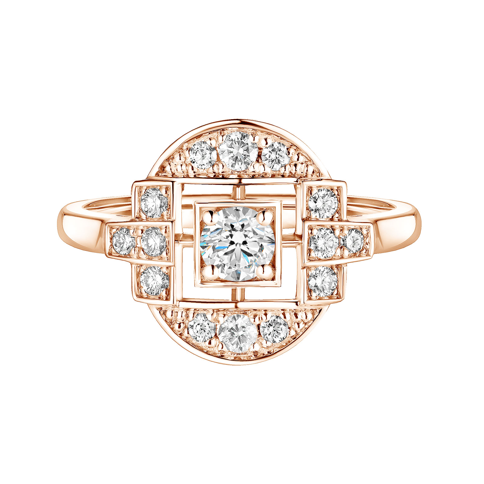 Bague Or rose Diamant Art Déco Solo 1