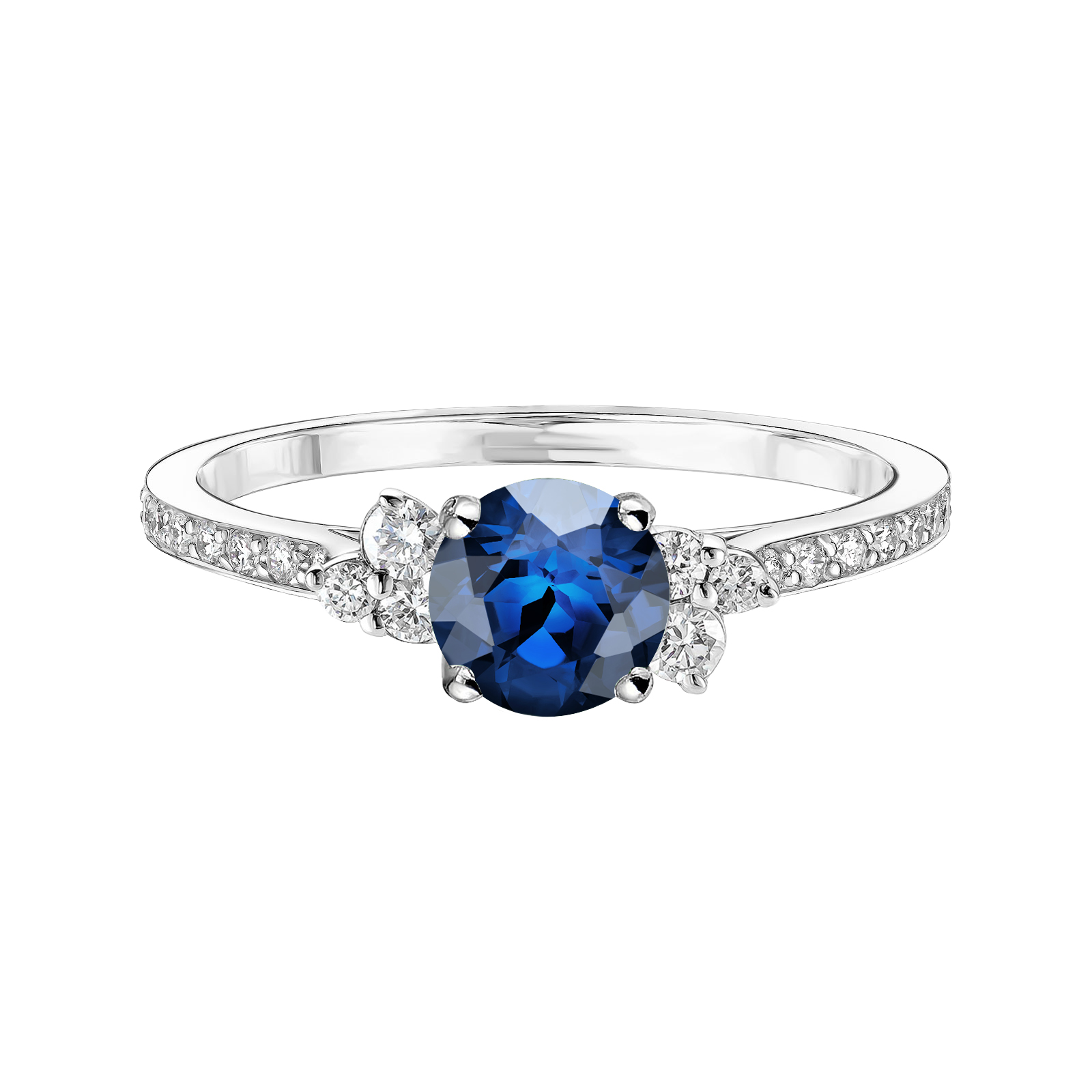 Bague Or blanc Saphir et diamants Baby EverBloom 5 mm Pavée 1