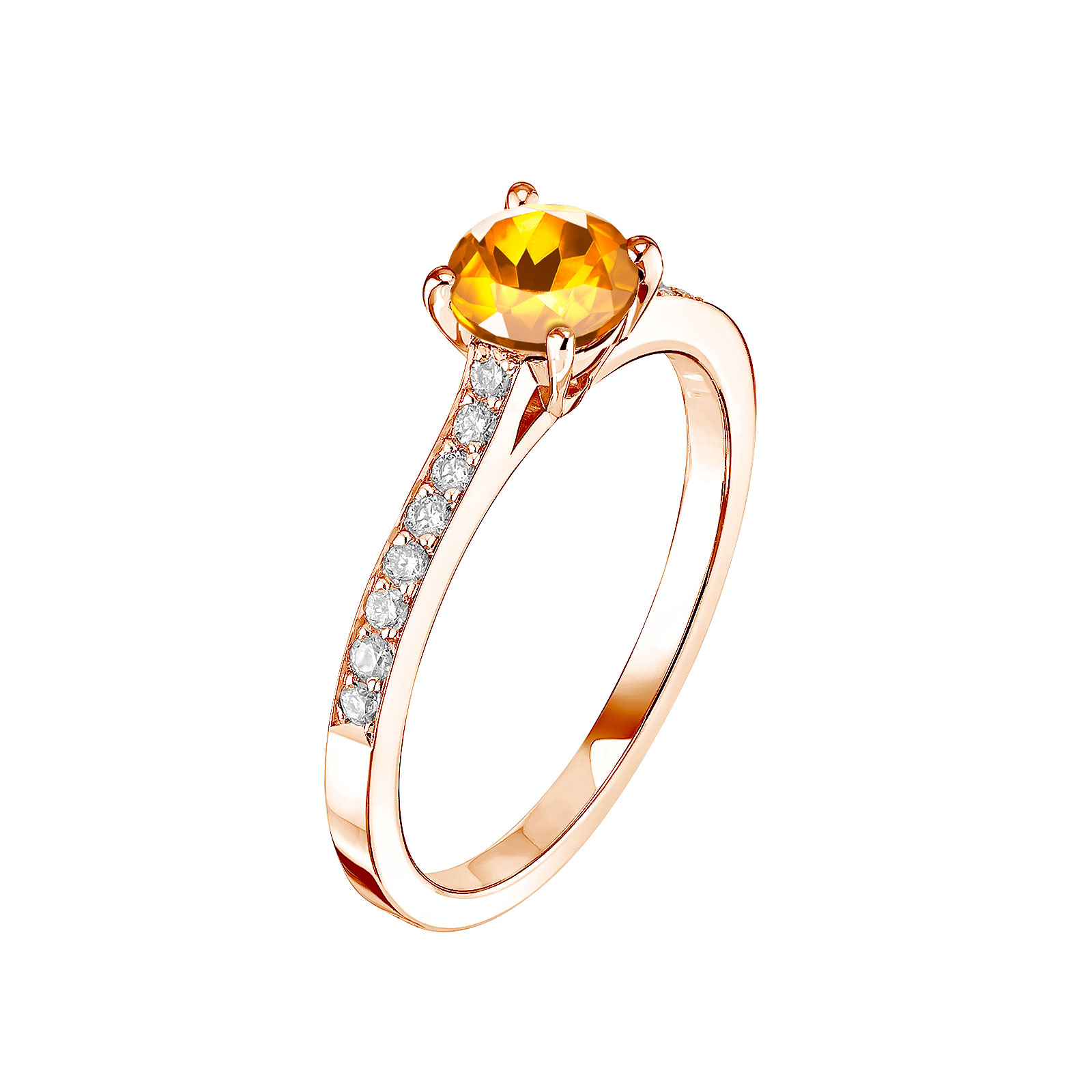 Bague Or rose Citrine et diamants Lady Pavée 1