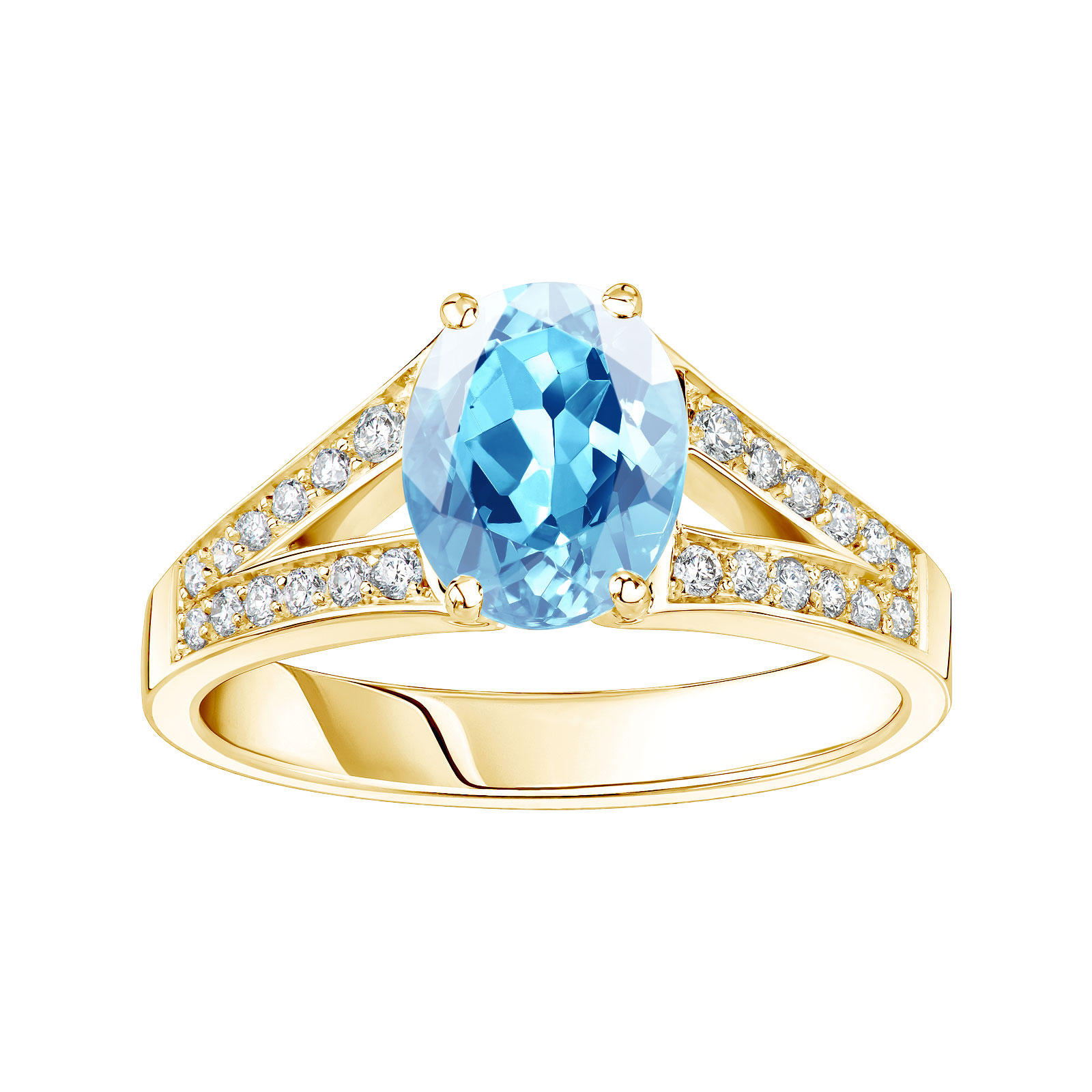 Bague Or jaune Topaze et diamants Rétromantique Tiare Pavée 1