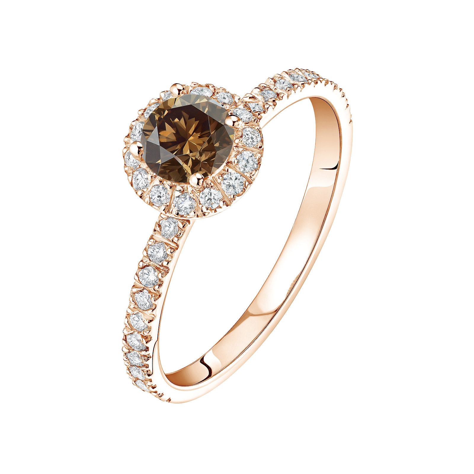 Bague Or rose Diamant Chocolat et diamants Rétromantique M Pavée 1