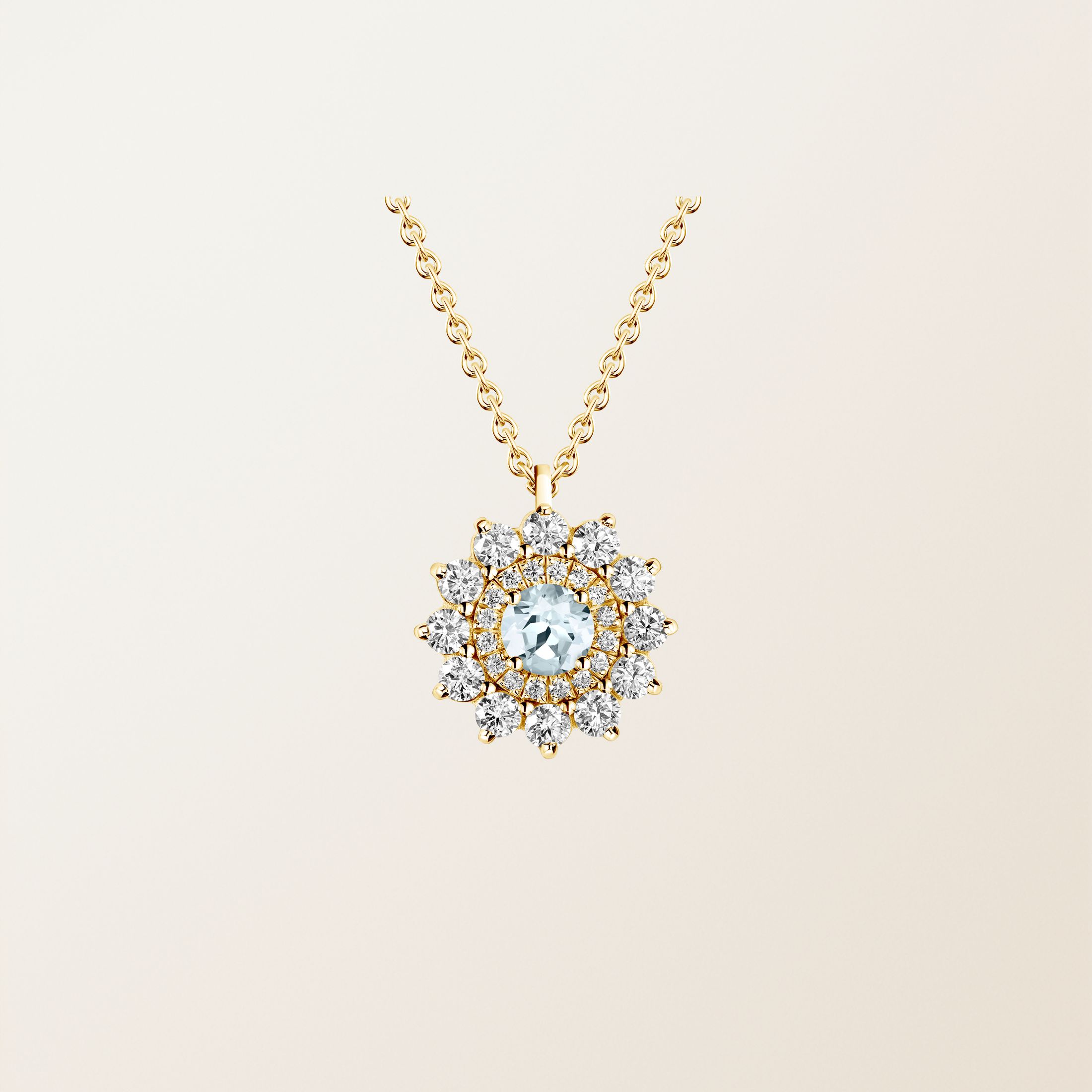 Pendentif Or jaune 18 cts Aigue-marine Lefkos