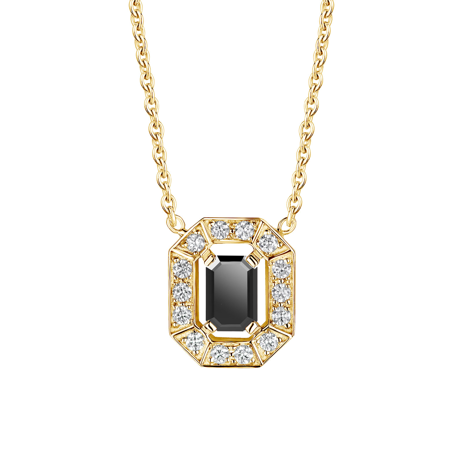 Pendentif Or jaune Spinelle noir et diamants Art Déco 1