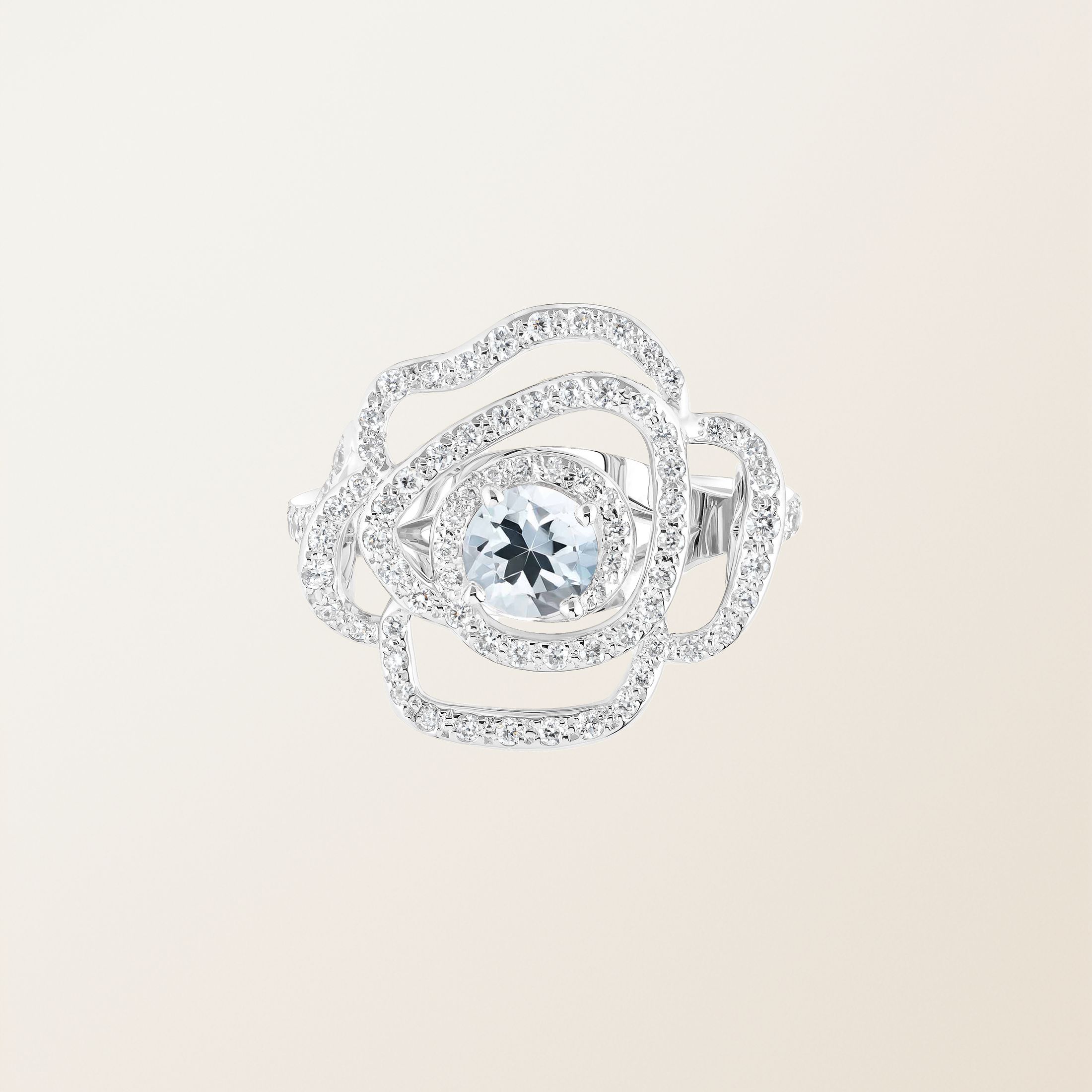 Ring 18K Weißgold Aquamarin PrimaRosa Alta