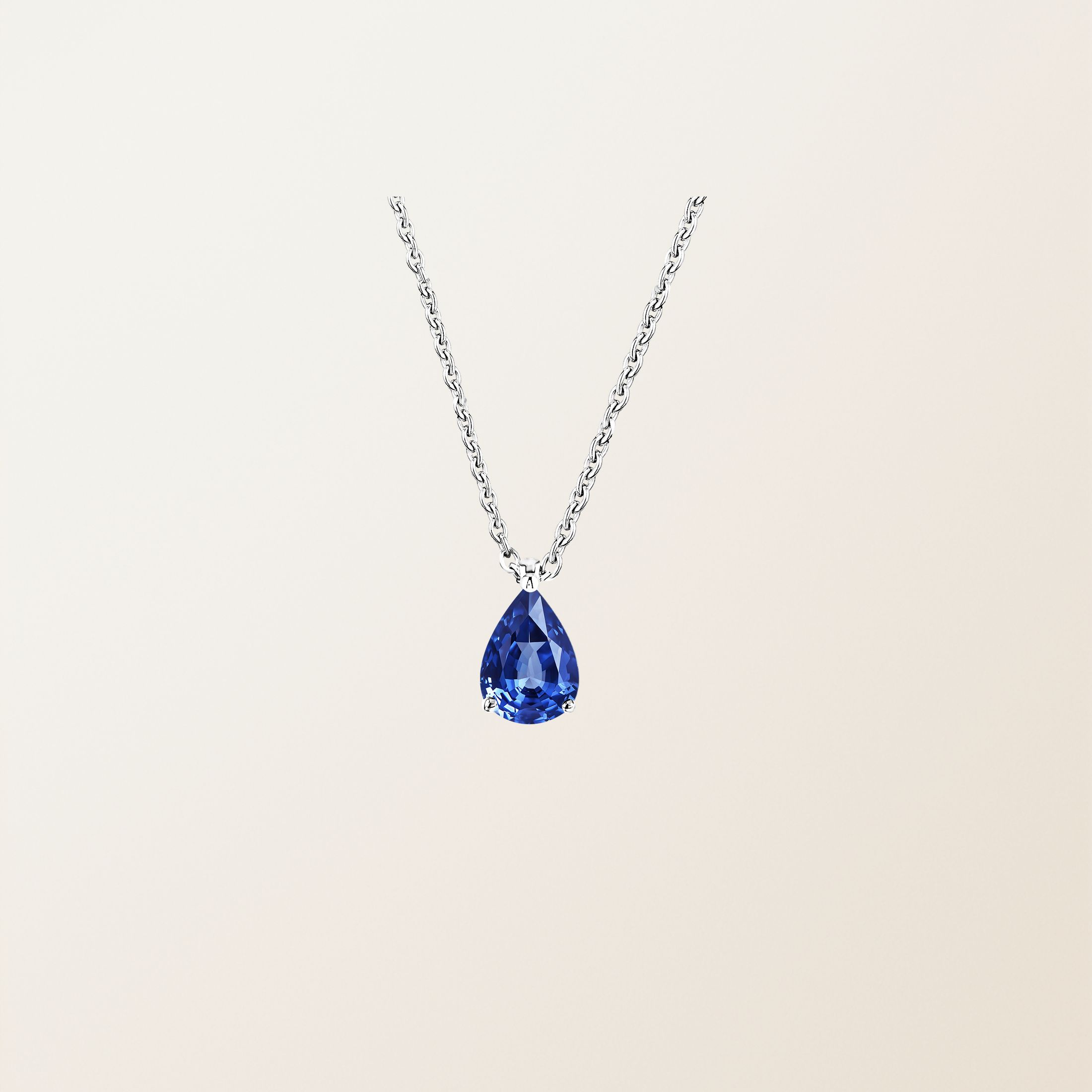 Pendentif Or blanc 18 cts Saphir Lady Poire M