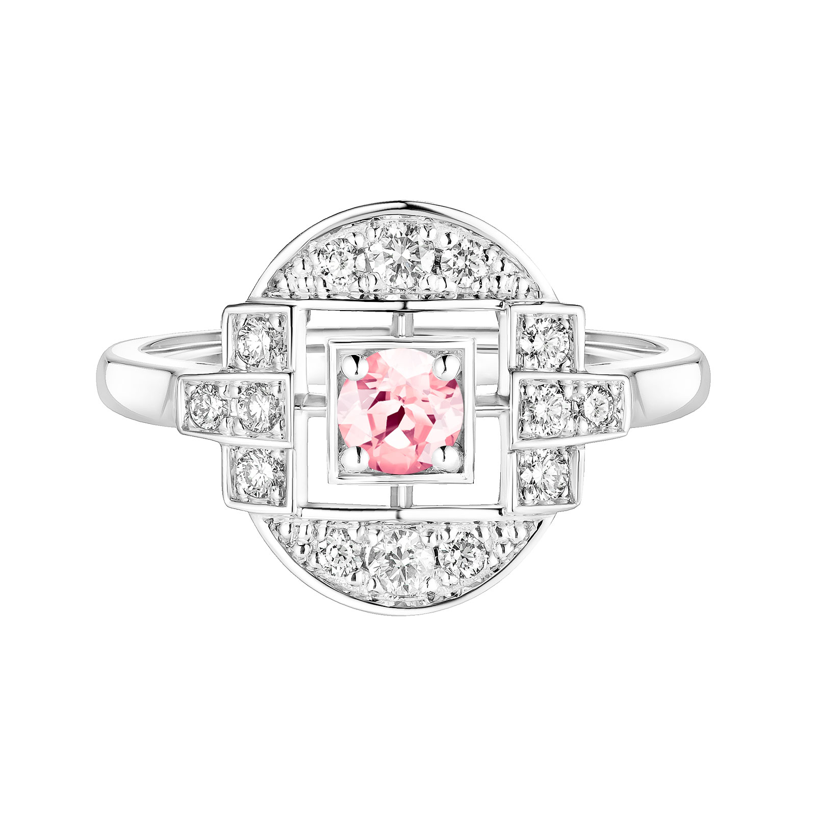 Bague Or blanc Tourmaline et diamants Art Déco Solo 1