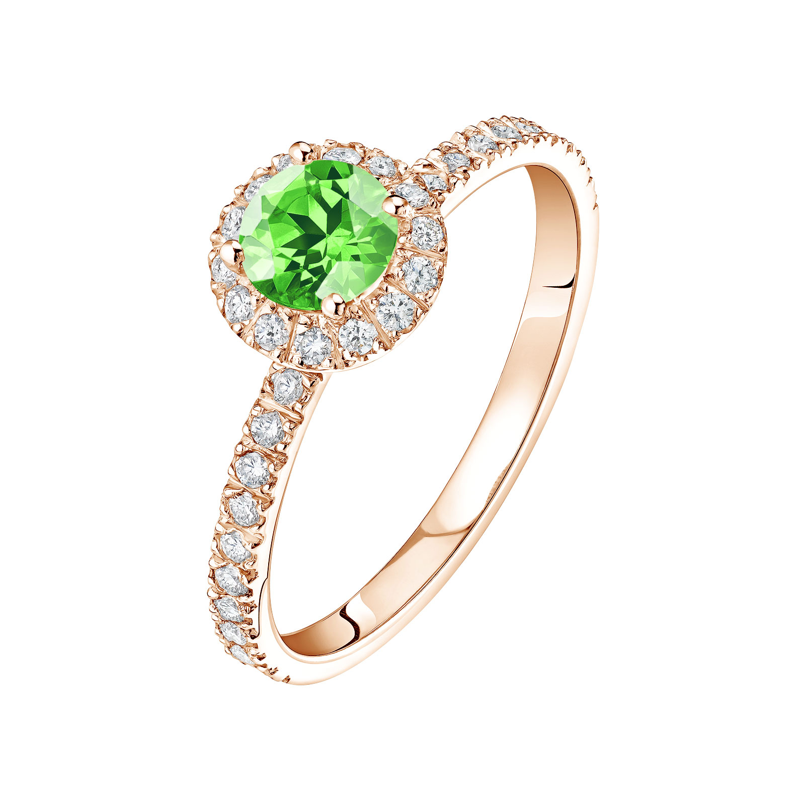 Bague Or rose Tsavorite et diamants Rétromantique M Pavée 1