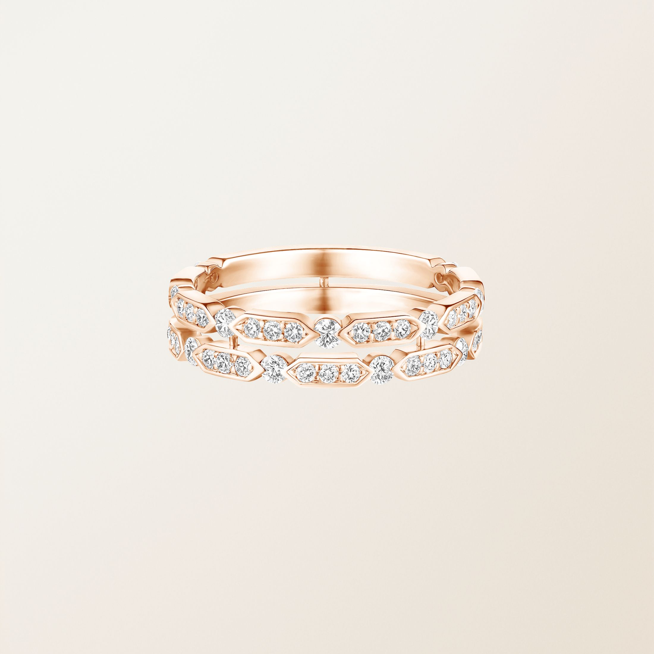 Ring 18K Roségold Diamant MET Duo Pavée