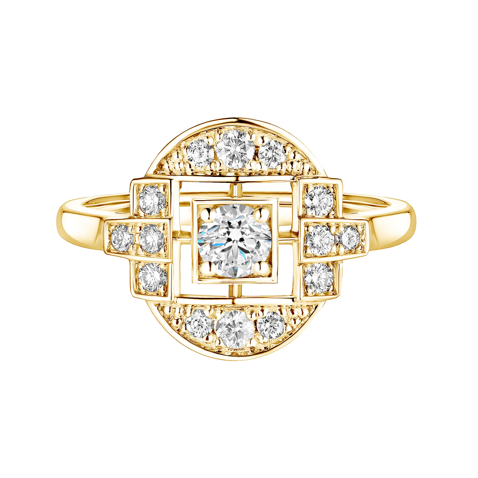 Bague Or jaune Diamant Art Déco Solo 1