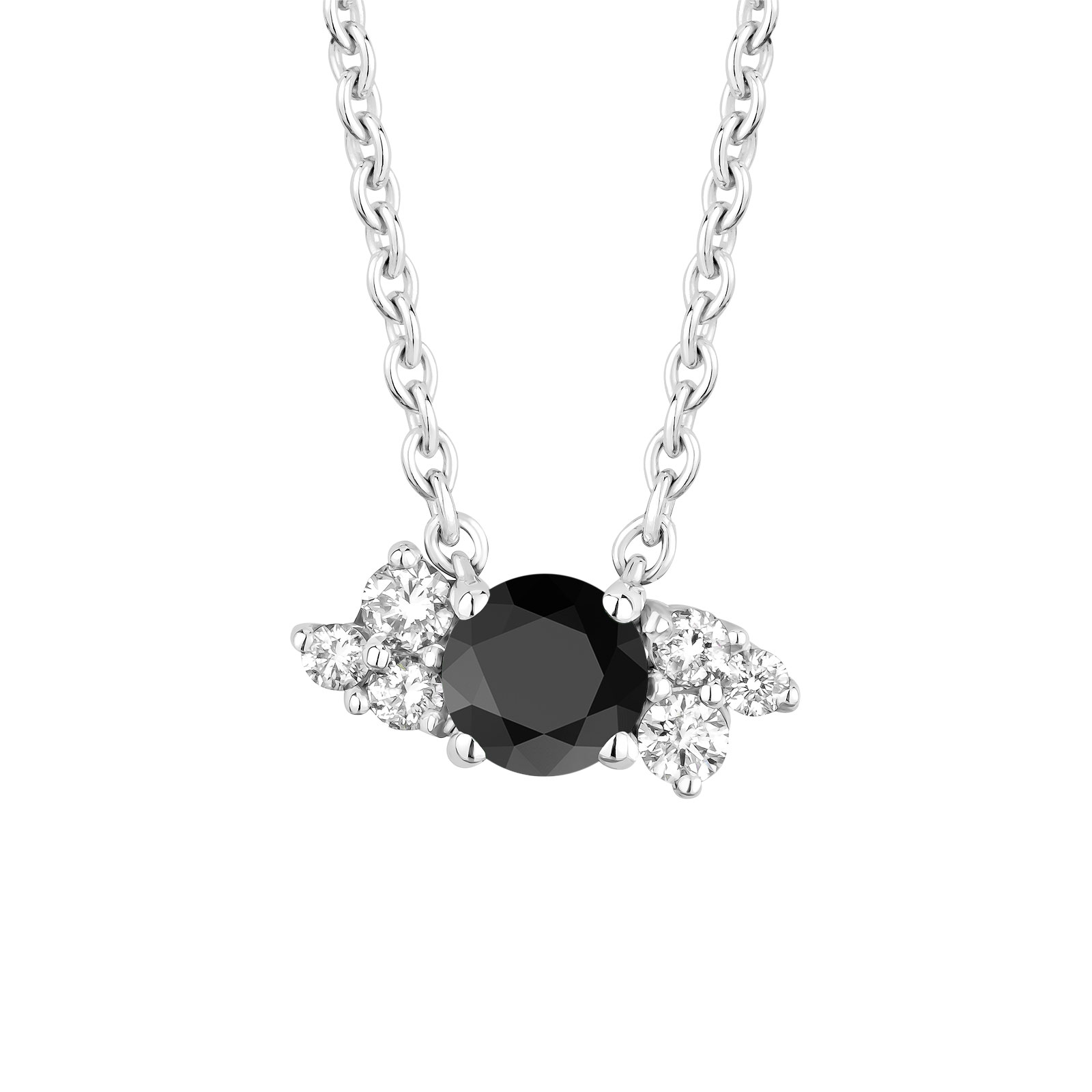 Pendentif Or blanc Spinelle noir et diamants Baby EverBloom 1