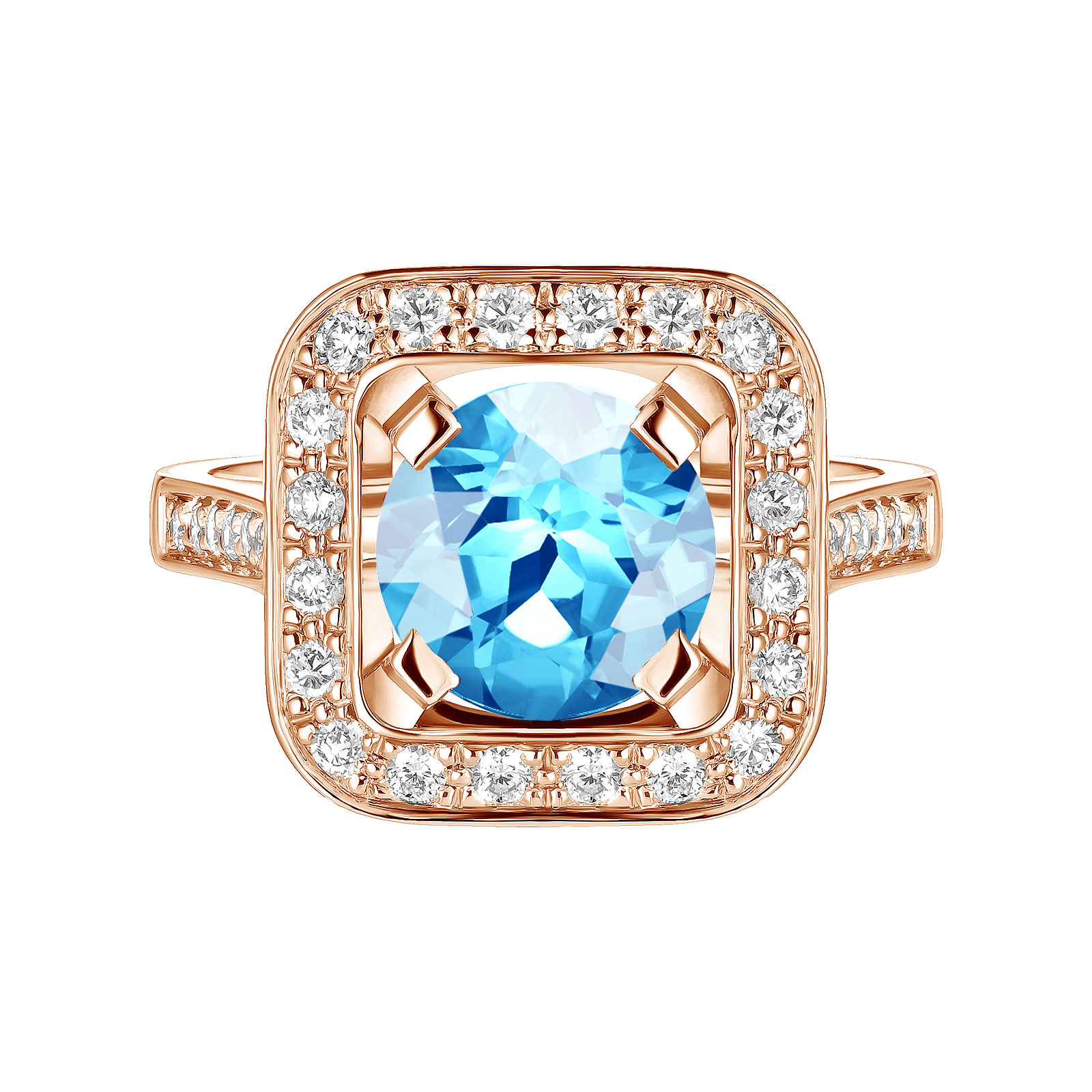 Bague Or rose Topaze et diamants Art Déco Rond 8 mm 1