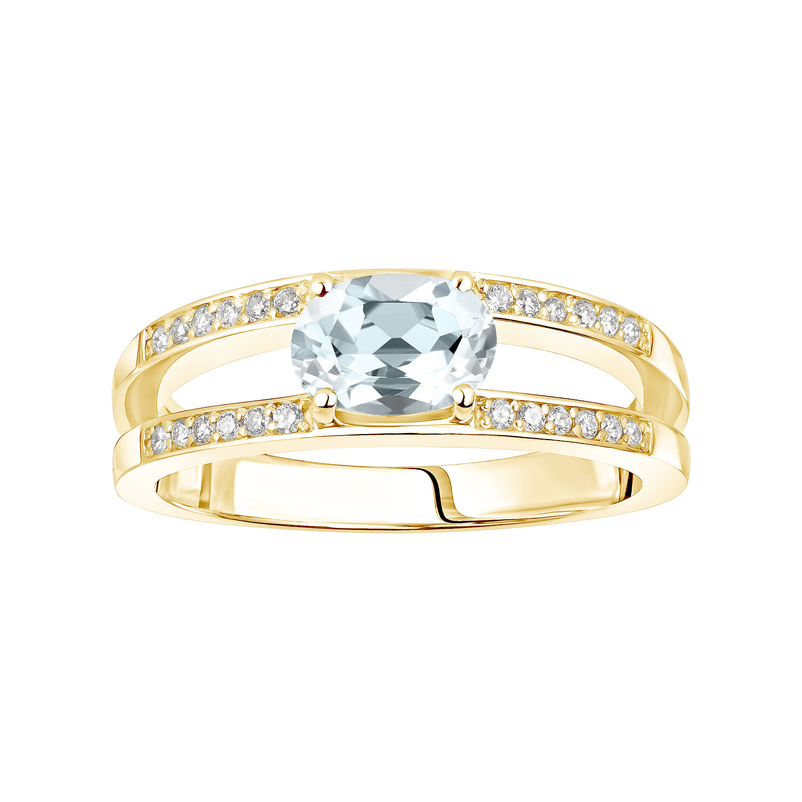 Bague Or jaune Aigue-marine et diamants Cassandra 1