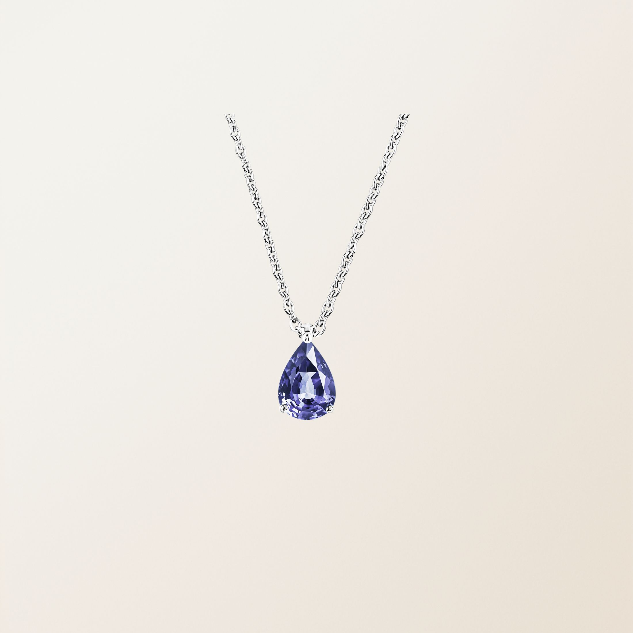 Pendentif Or blanc 18 cts Tanzanite Lady Poire M