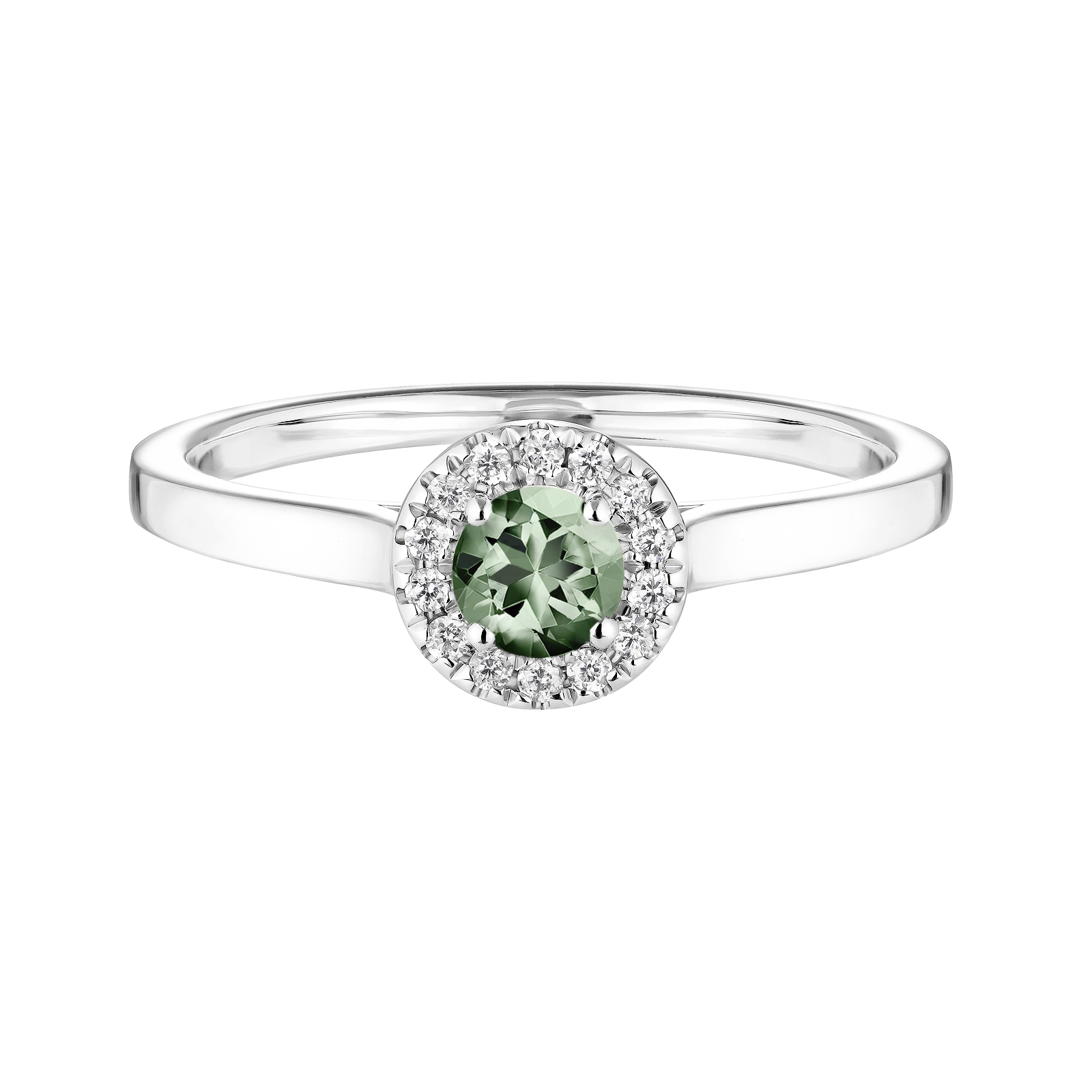 Bague Platine Saphir Vert et diamants Rétromantique S 1