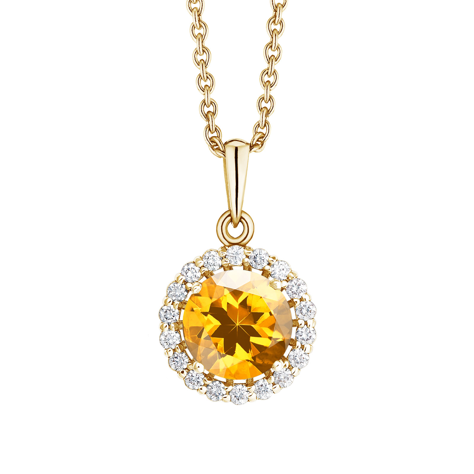 Pendentif Or jaune Citrine et diamants Rétromantique XL 1