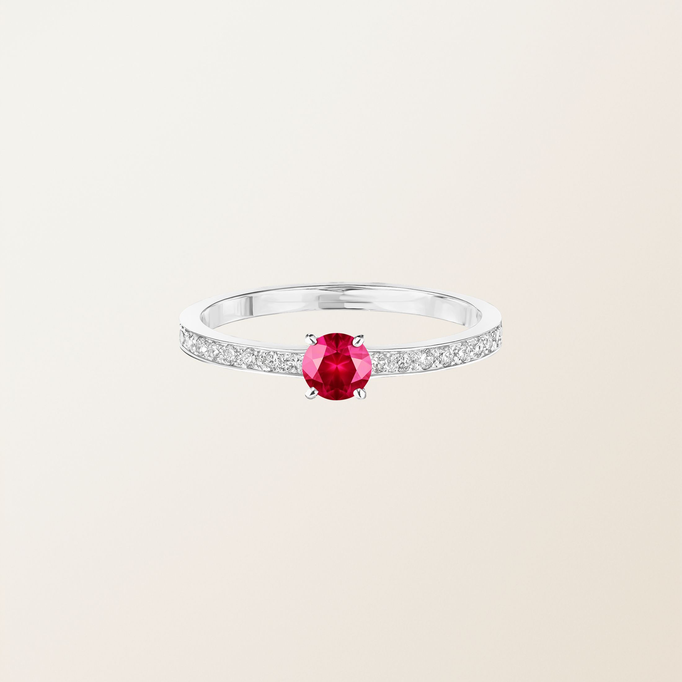 Bague Or blanc 18 cts Rubis Milady