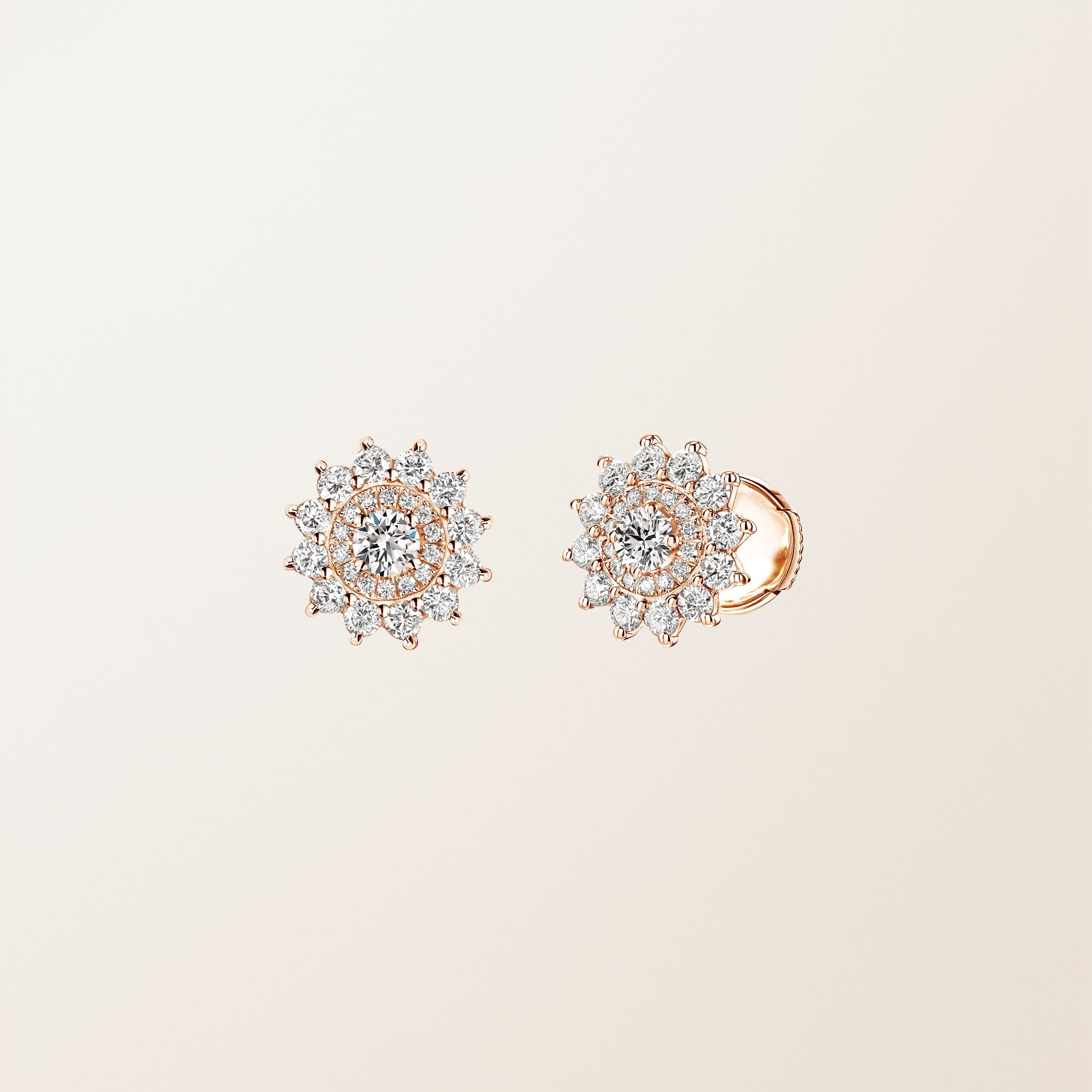 Boucles d'oreilles Or rose 18 cts Diamant Lefkos