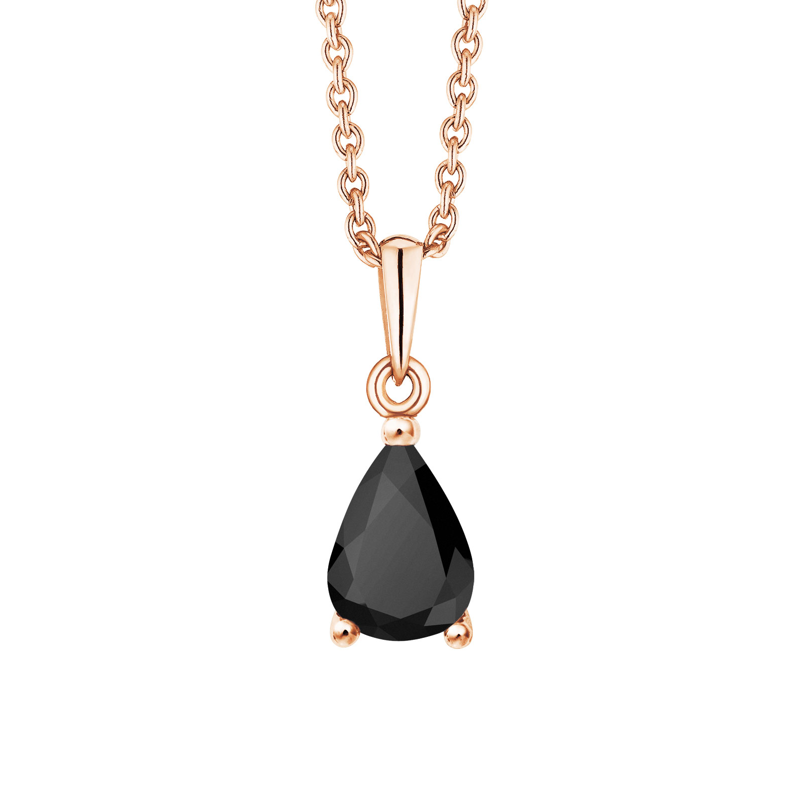 Pendentif Or rose Spinelle noir Goutte 1