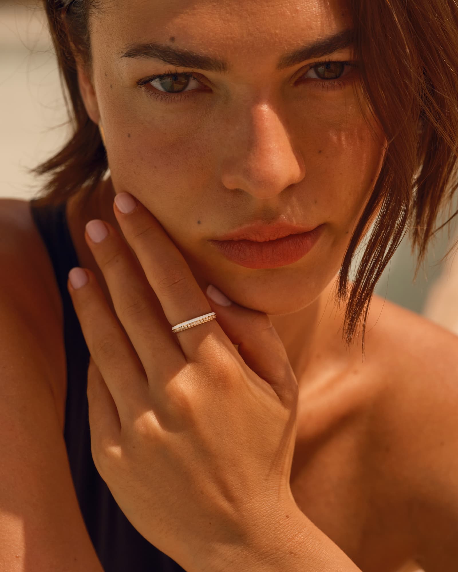 Bague Or jaune Diamant et Laque blanche Ariane Tilt Laque Blanche 3 mm 4